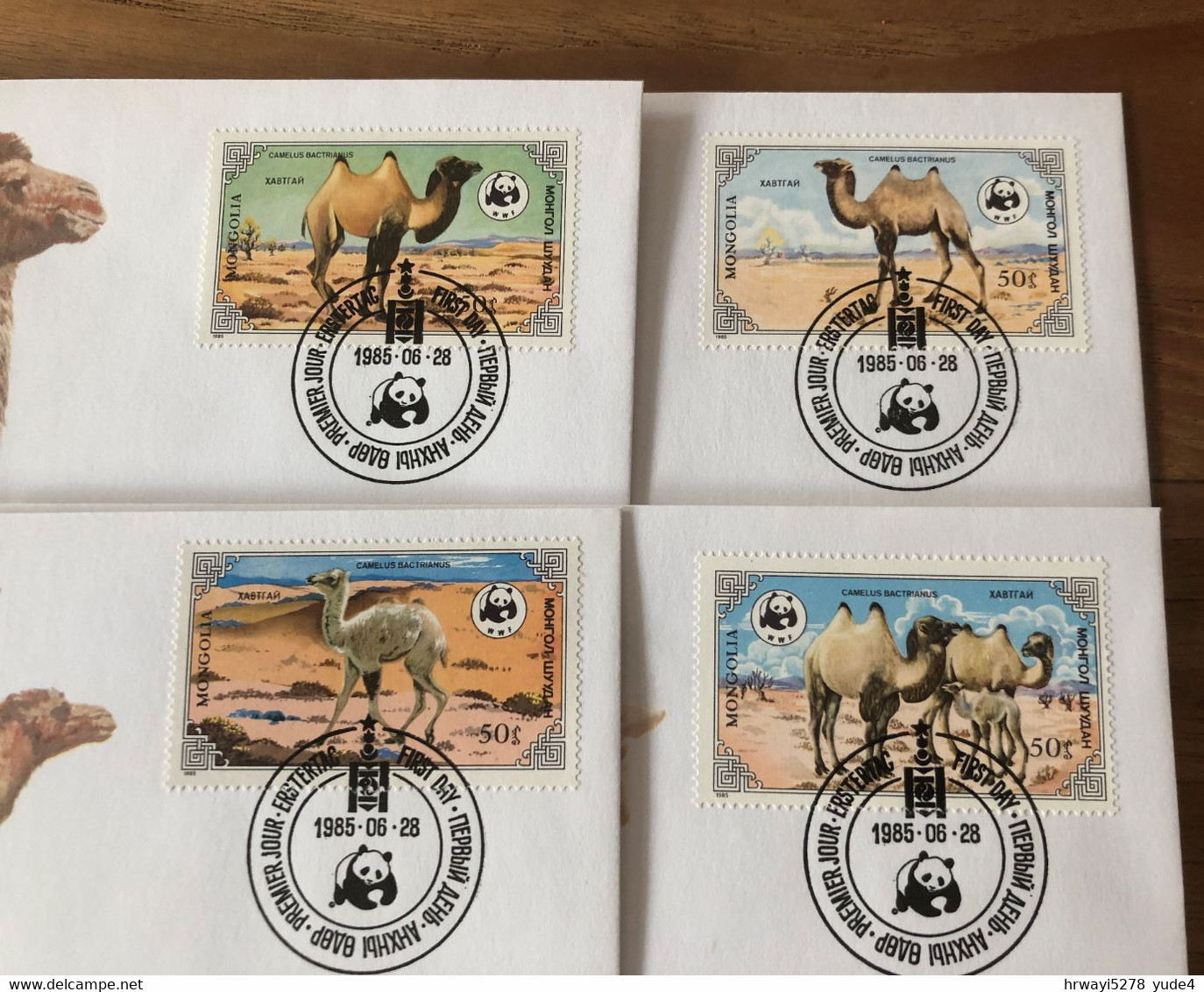 Mongolia 1985, WWF Camels, Complete Set On 4 FDC's - FDC