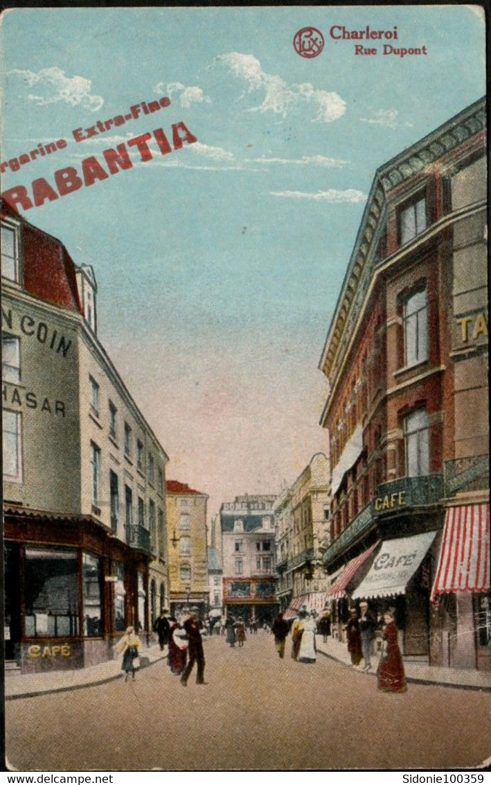 Carte Illustrée Charleroi (rue Dupont Envoyée Vers Anvers Affranchie Avec 1 Timbre Préoblitéré (pub Margarine Brabantia) - Typos 1906-12 (Wappen)