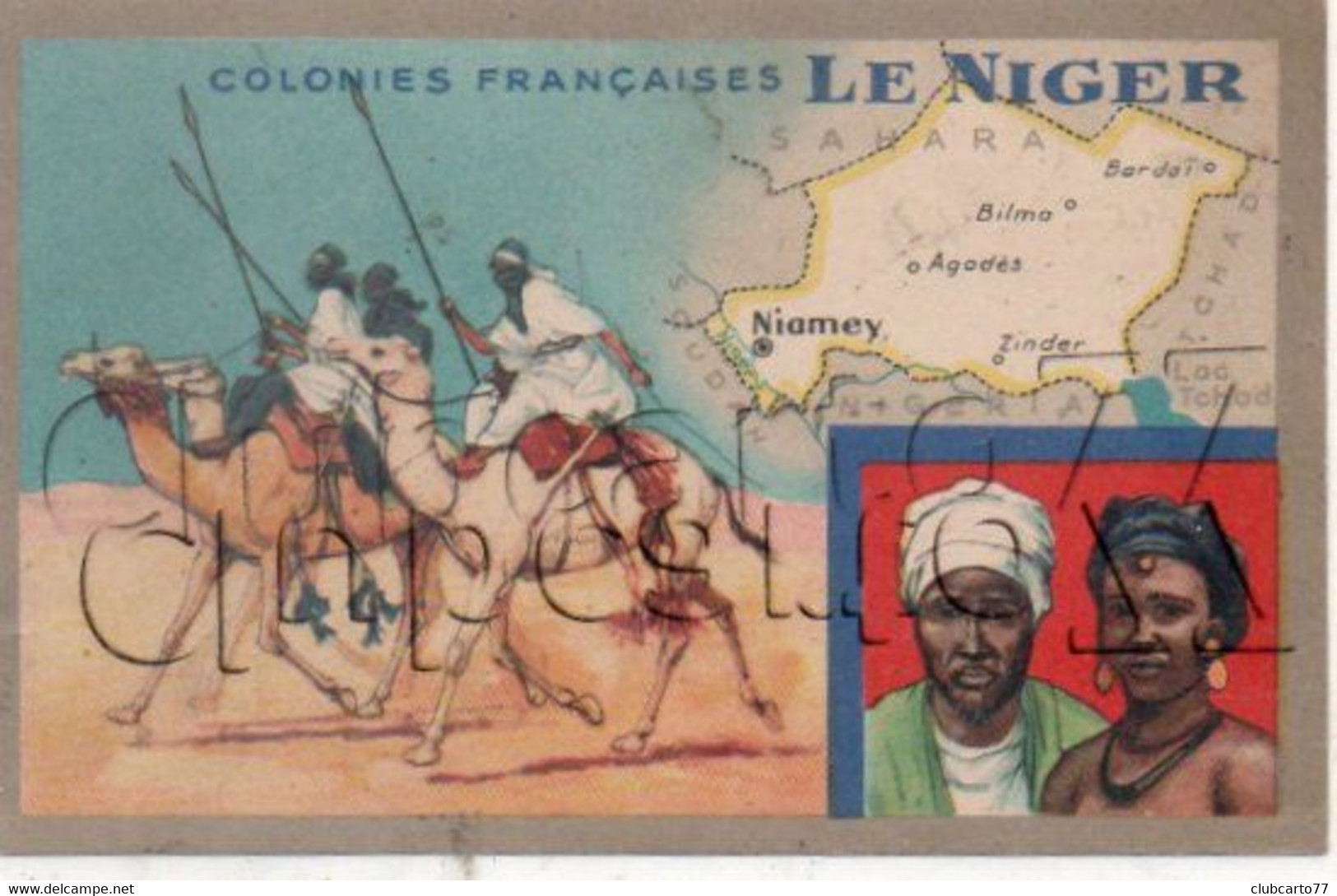 Niger : Carte Géographique Avec Illustration Ed Lion Noir En 1945 (animé) PF. - Niger