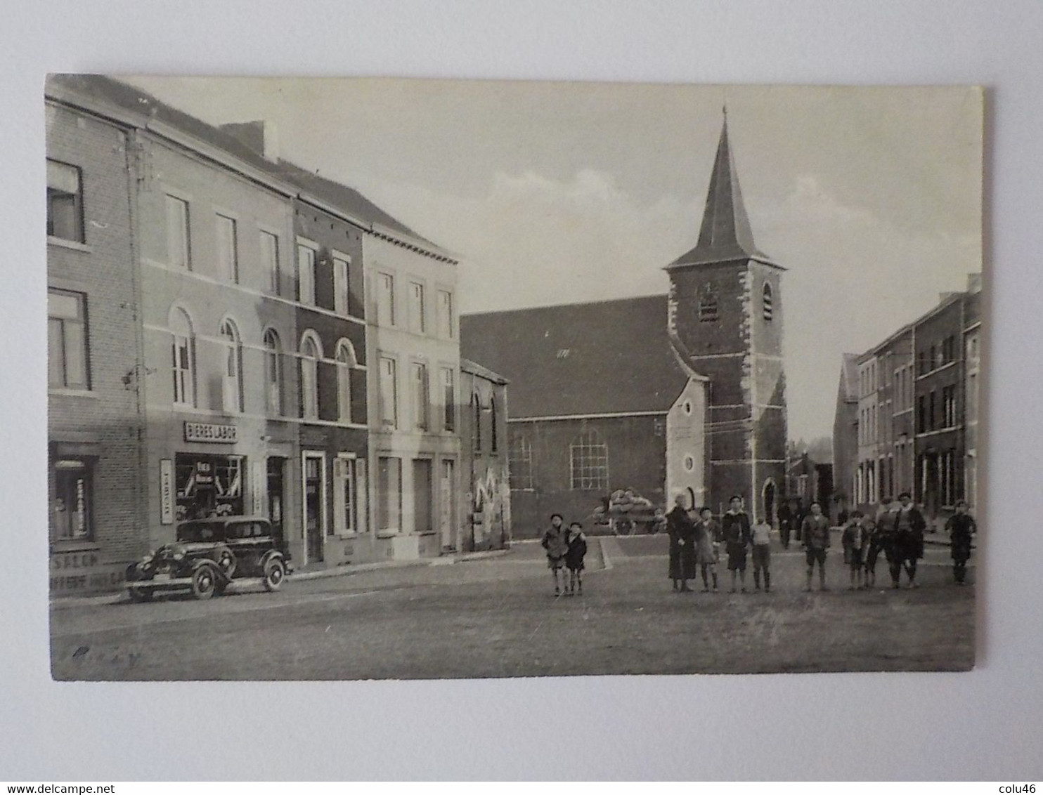 1937 CP Animée Gilly ?? Charleroi Automobile Ancienne Café Pub Bière Labor Eglise - Charleroi