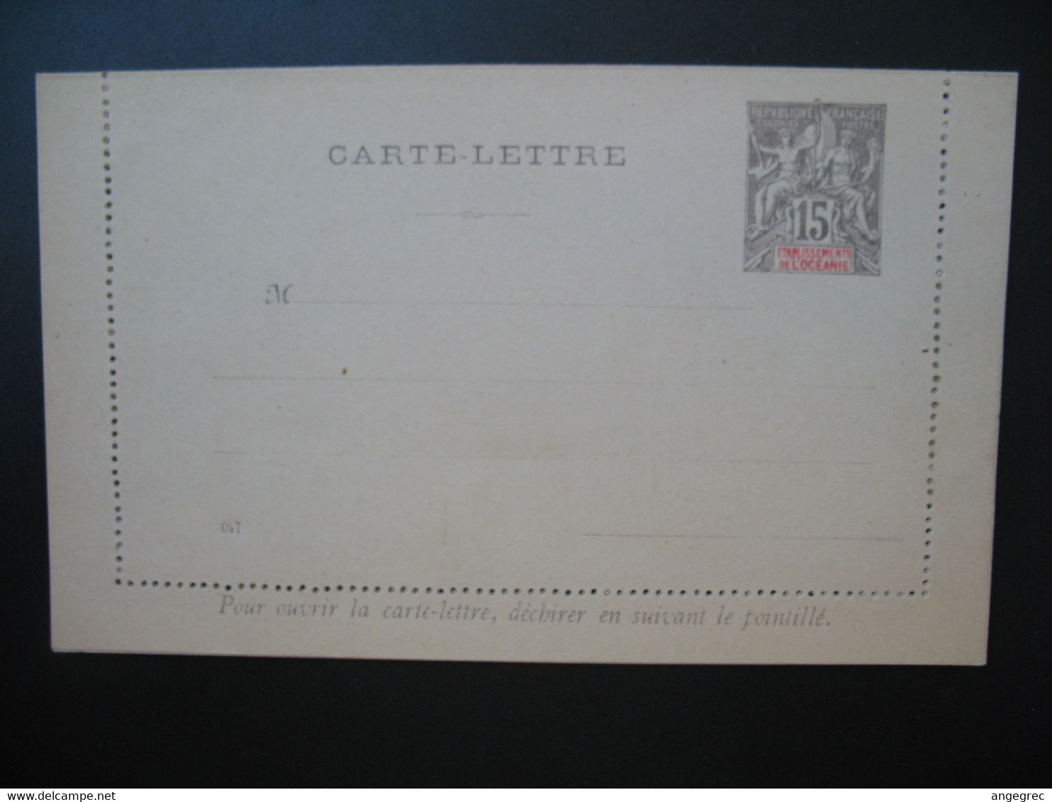 Entier Postal  Carte Lettre Océanie  Type Groupe  15c   Voir Scan - Cartas & Documentos