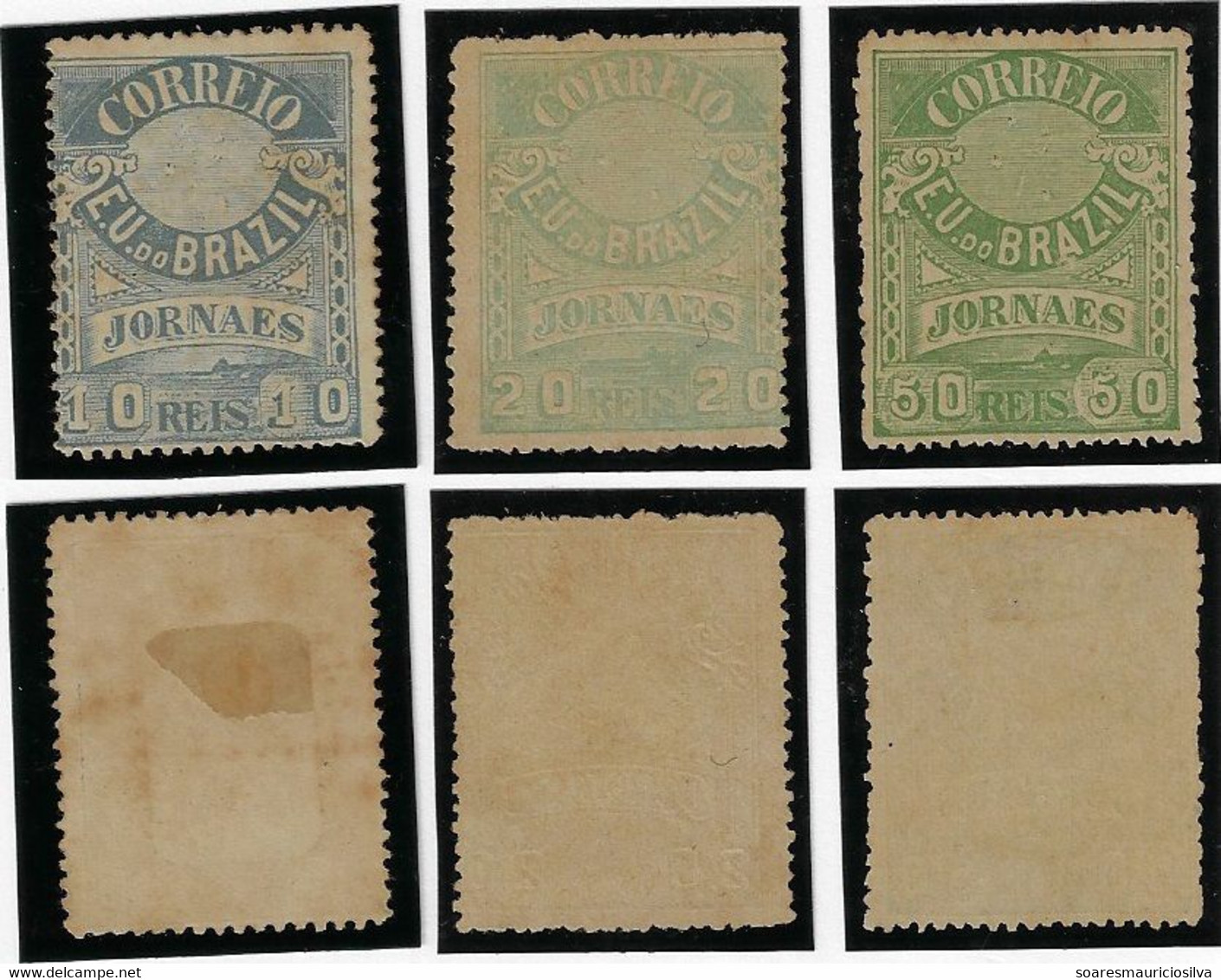 Brazil Year 1890 Complete Series Stamp For Newspaper Southern Cross Crux 10 20 50 Réis Unused Catalog US$178 - Unused Stamps