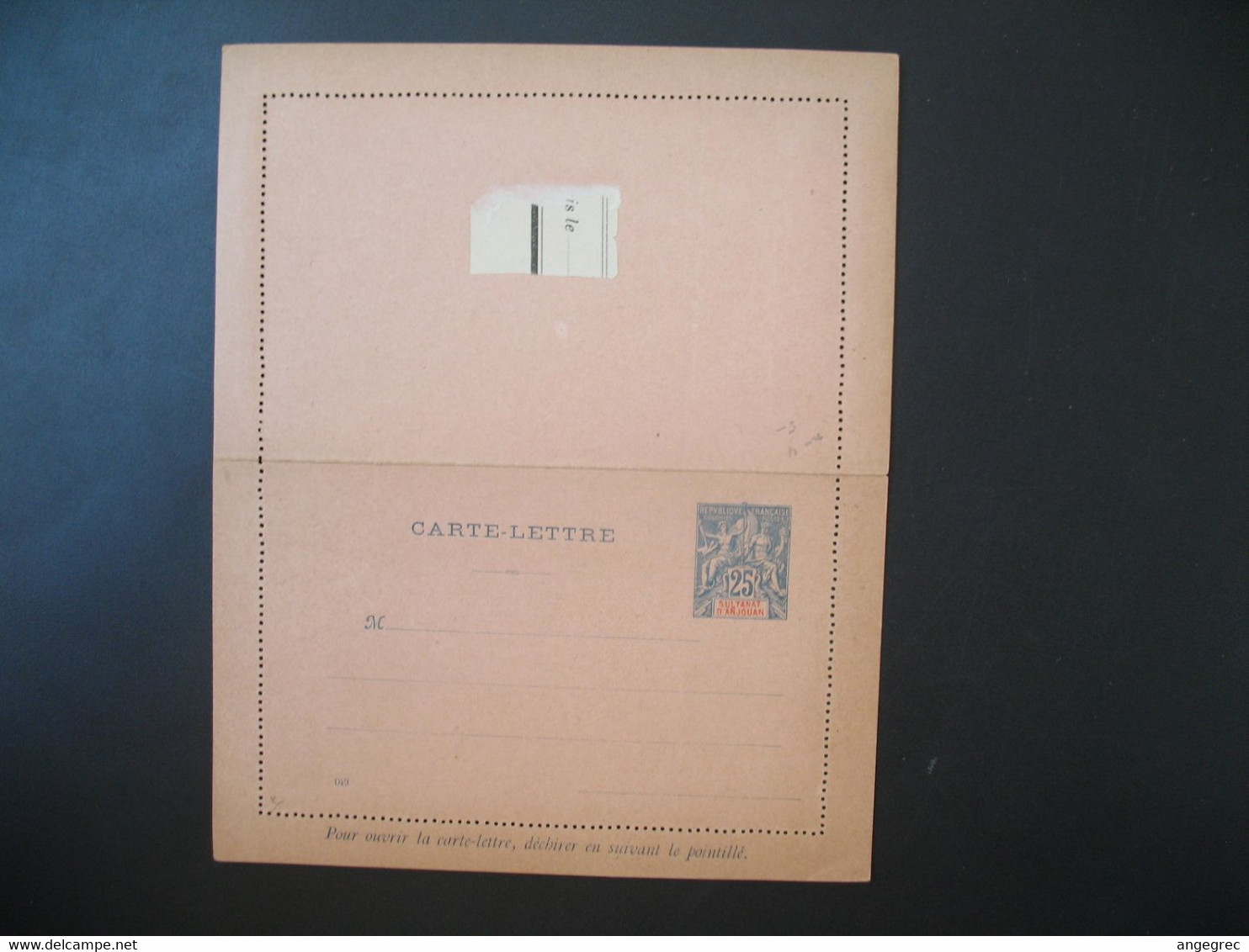 Entier Postal  Carte Lettre Anjouan  Type Groupe  25c   Voir Scan - Covers & Documents