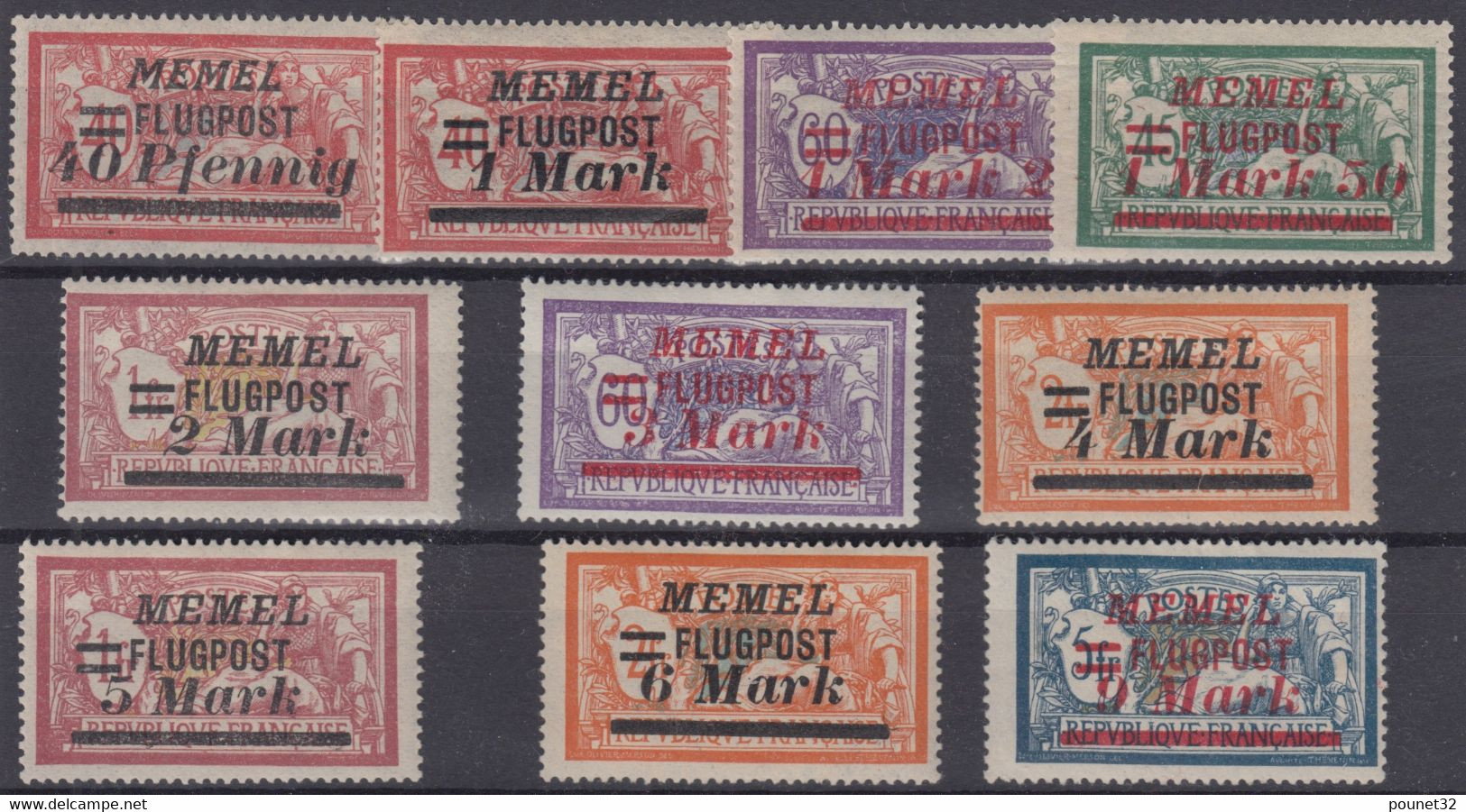 MEMEL : SERIE POSTE AERIENNE N° 20/29A NEUFS * GOMME AVEC CHARNIERE - COTE 140 € - Unused Stamps