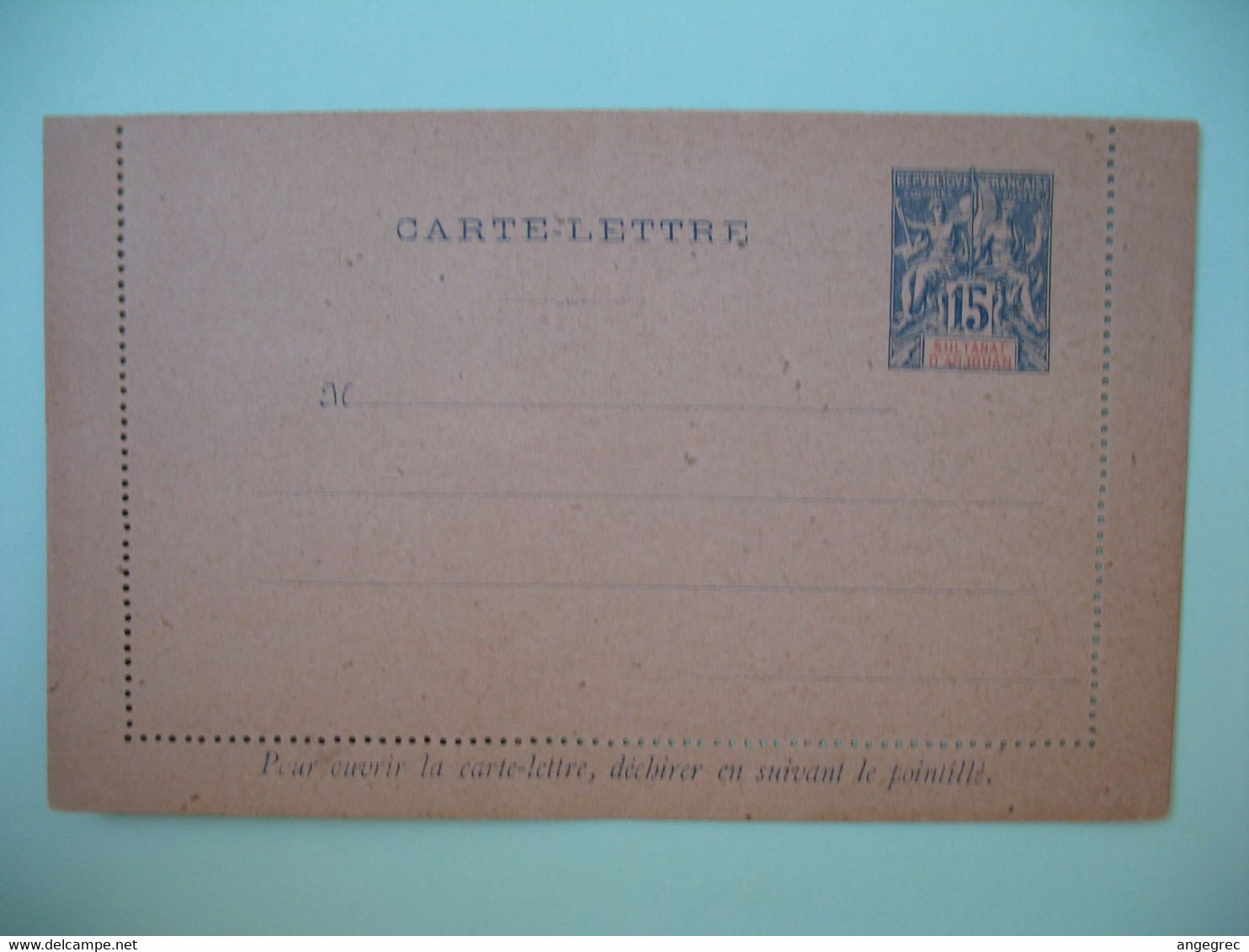 Entier Postal  Carte Lettre Anjouan  Type Groupe  15c   Voir Scan - Lettres & Documents