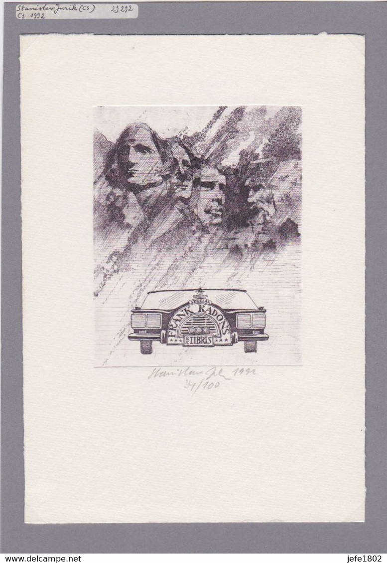 EX-Libris - Mount RUSHMORE  By Stanislav Jurik (CS) 1992 - Four PRESIDENTS Of The USA ... LINCOLN - Bookplates