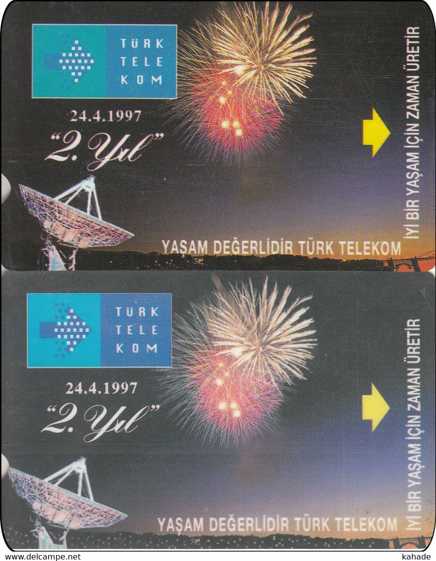2 X Türkey Phonecard  Raumfahrt Satelit Feuerwerk - Espace
