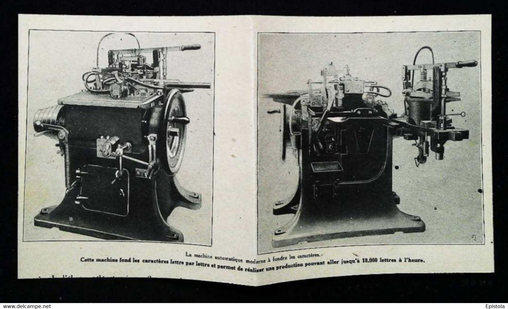 ► MACHINE Imprimerie à Composer Monotype Fondeuse De Carractères Coupure  De Presse Originale Début XXe (Encadré Photo) - Tools