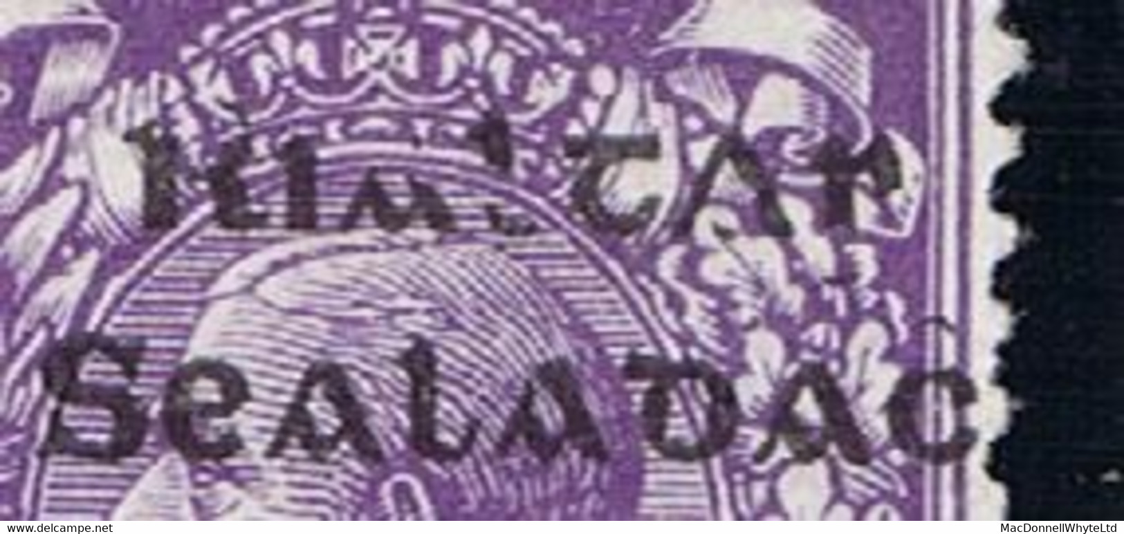 Ireland 1922 Dollard Rialtas Black Ovpt 3d Violet Strip With Vars "Inverted V For A" And "Flaw Through Rial" - Unused Stamps