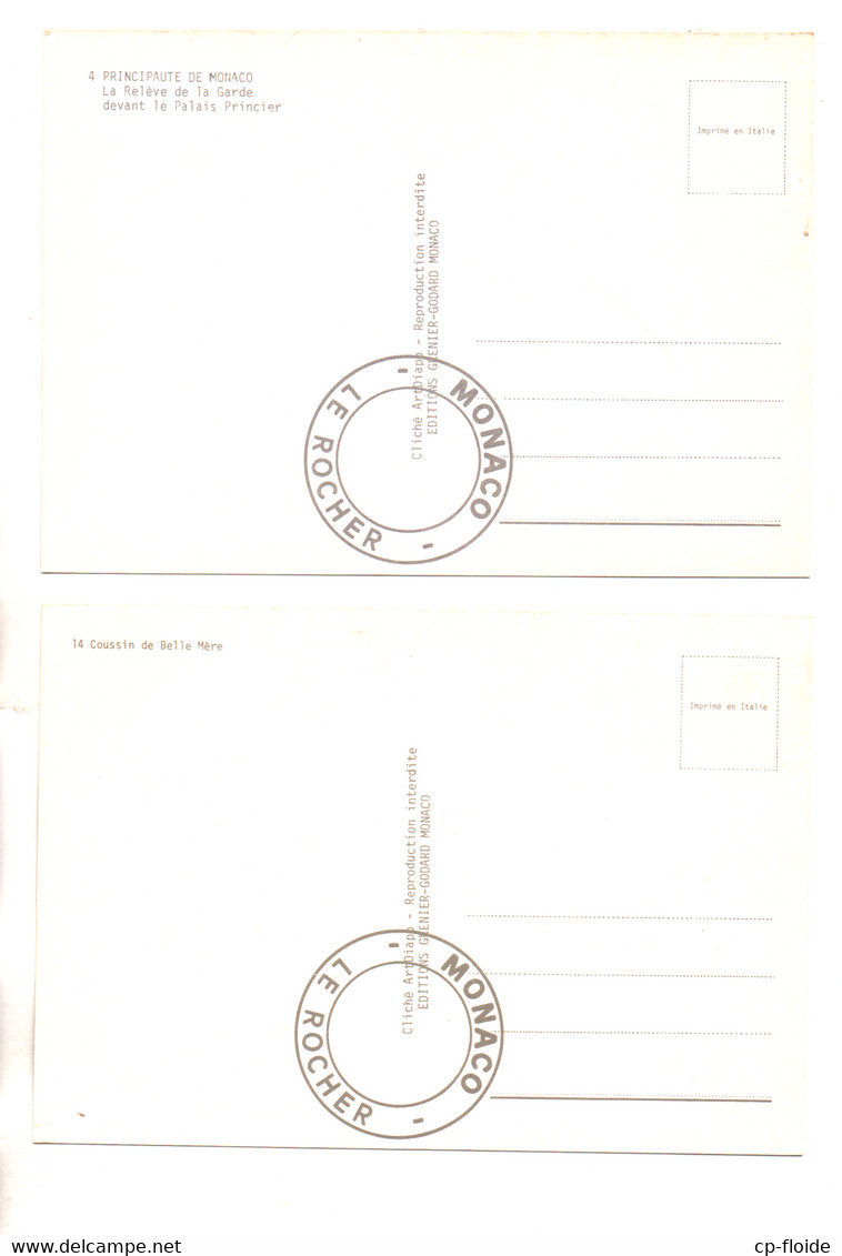 MONACO . " LA RELÈVE DE LA GARDE DEVANT LE PALAIS PRINCIER " & " JARDIN EXOTIQUE " . 2 CPM - Réf. N°30035 - - Colecciones & Lotes