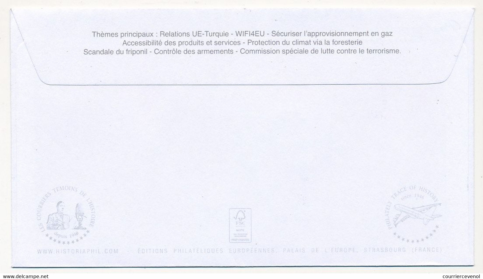 Env  Affr Ciappa / Ecopli Sur Porte-timbre Etat De L'Union, Obl Strasbourg Parlement Européen GA 12/9/2017,Mme Mogherini - 2013-2018 Marianne De Ciappa-Kawena