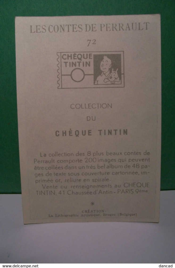 CHEQUE  TINTIN  - LES CONTES DE PERRAULT - IMAGE N° 72  - " LE PETIT POUCET " - Albums & Katalogus