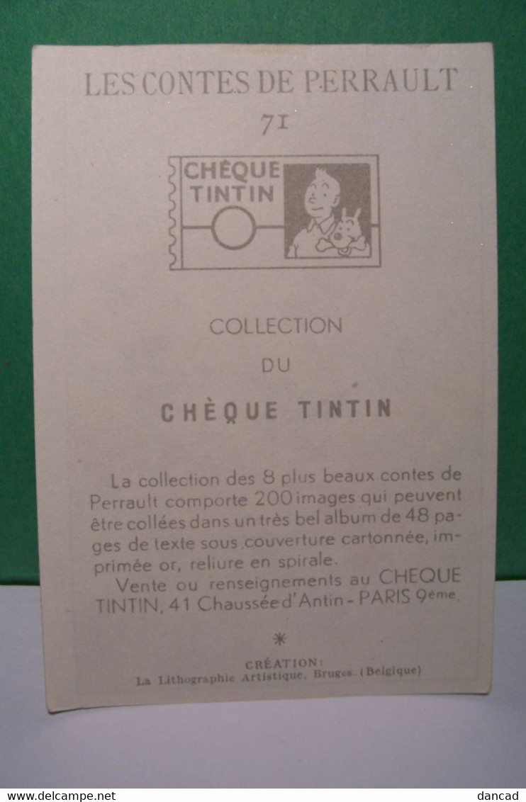 CHEQUE  TINTIN  - LES CONTES DE PERRAULT - IMAGE N° 71  - " LE PETIT POUCET " - Sammelbilderalben & Katalogue