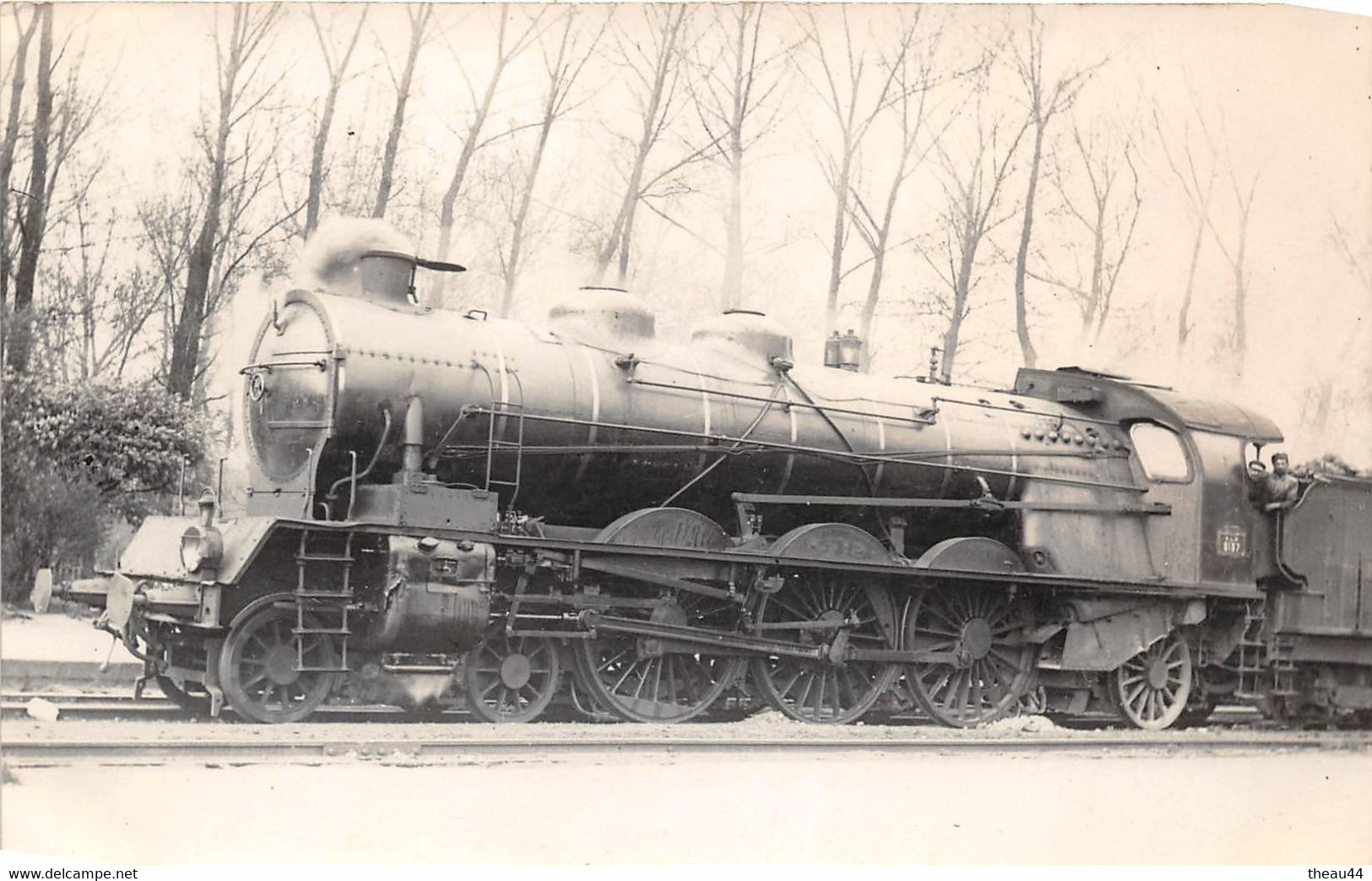 ¤¤   -  Carte-Photo D'une Locomotive Ancienne   -  Chemin De Fer Du P.L.M.  -  Cheminots      -  ¤¤ - Matériel