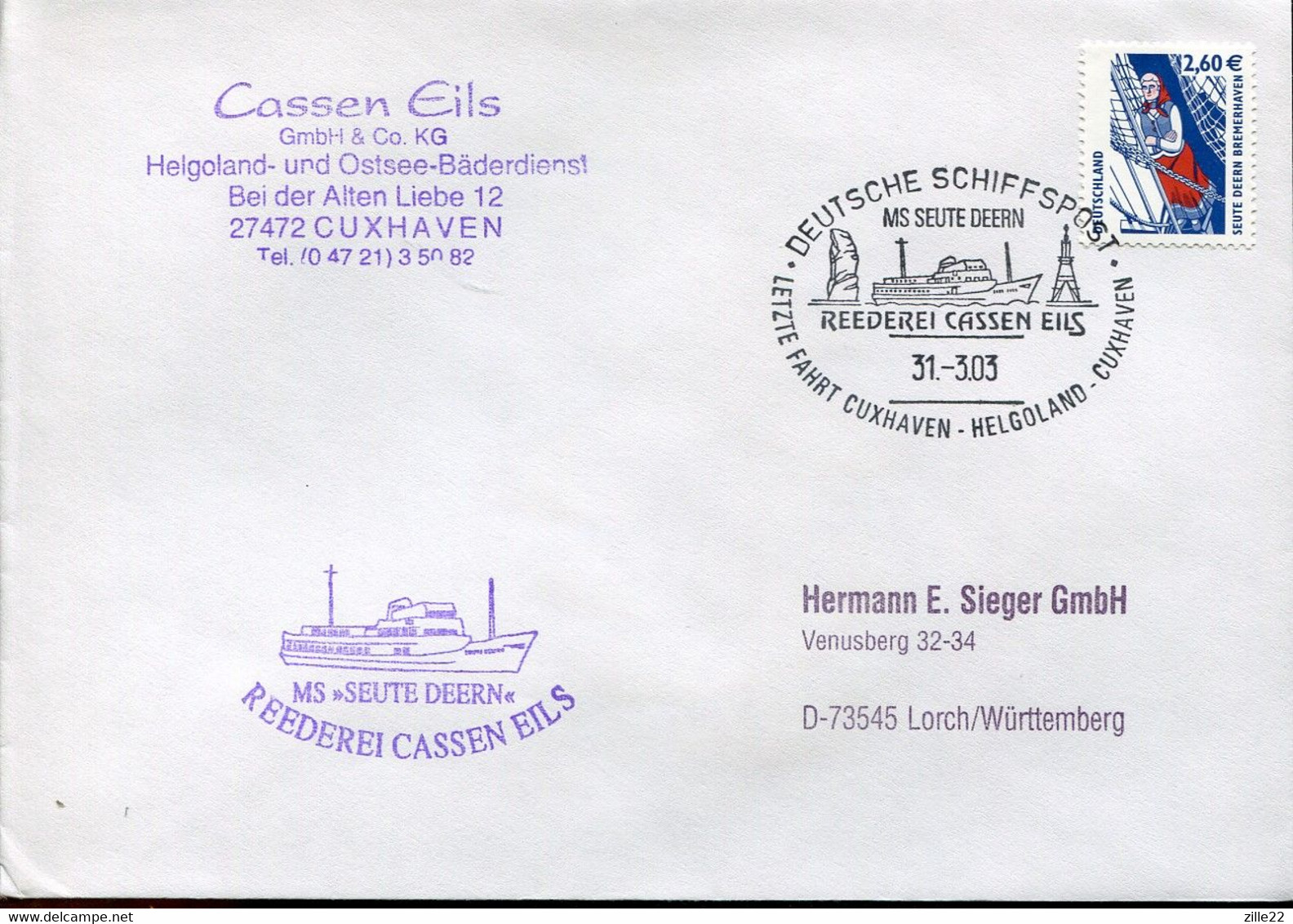 Germany Special Cover - Transport Ship - Ferry Helgoland - Maritime