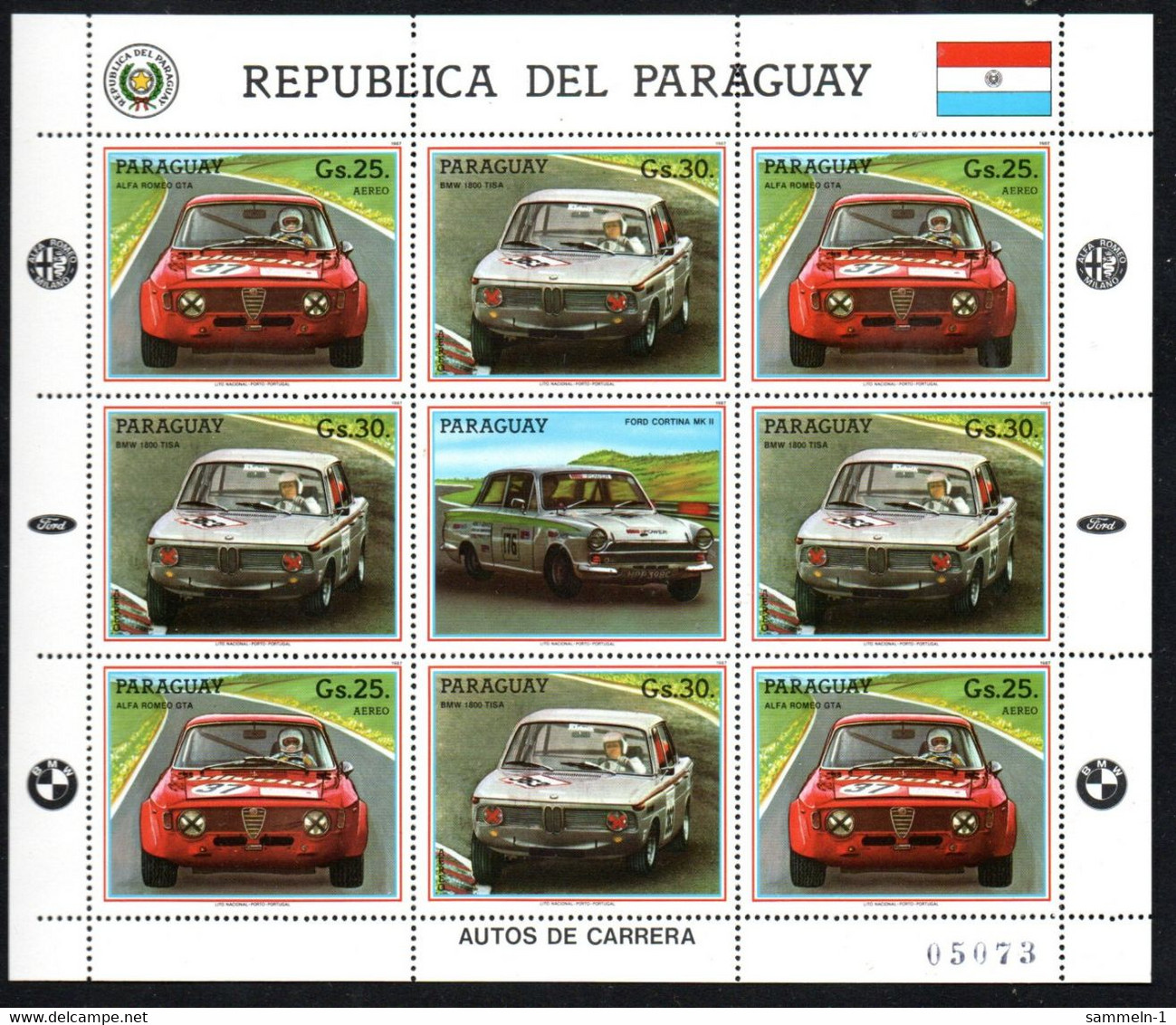 Paraguay 4094-4095 KB Kleinbogen Mnh ** Voiture Car Auto Alfa Romeo BMW Ford - Paraguay