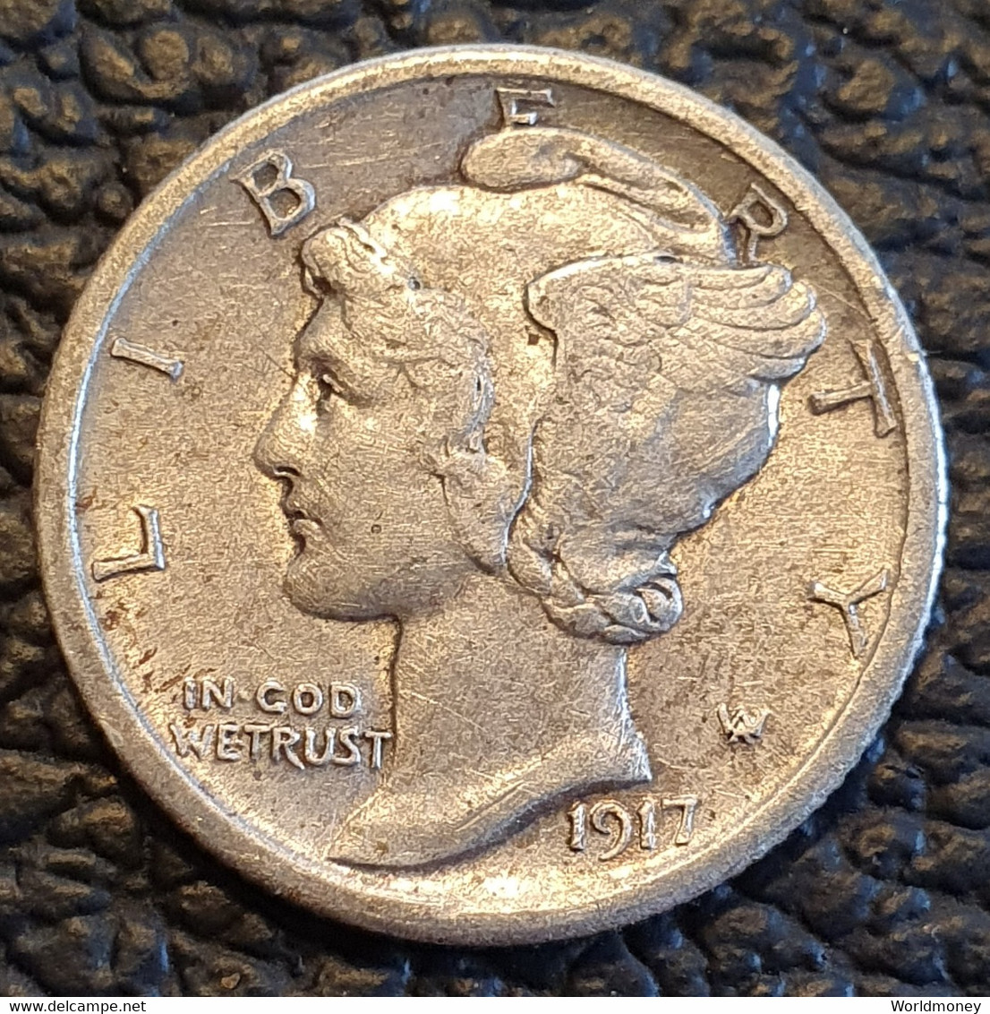 United States  One Dime 1917 (without Letter) - 1916-1945: Mercury (kwik)