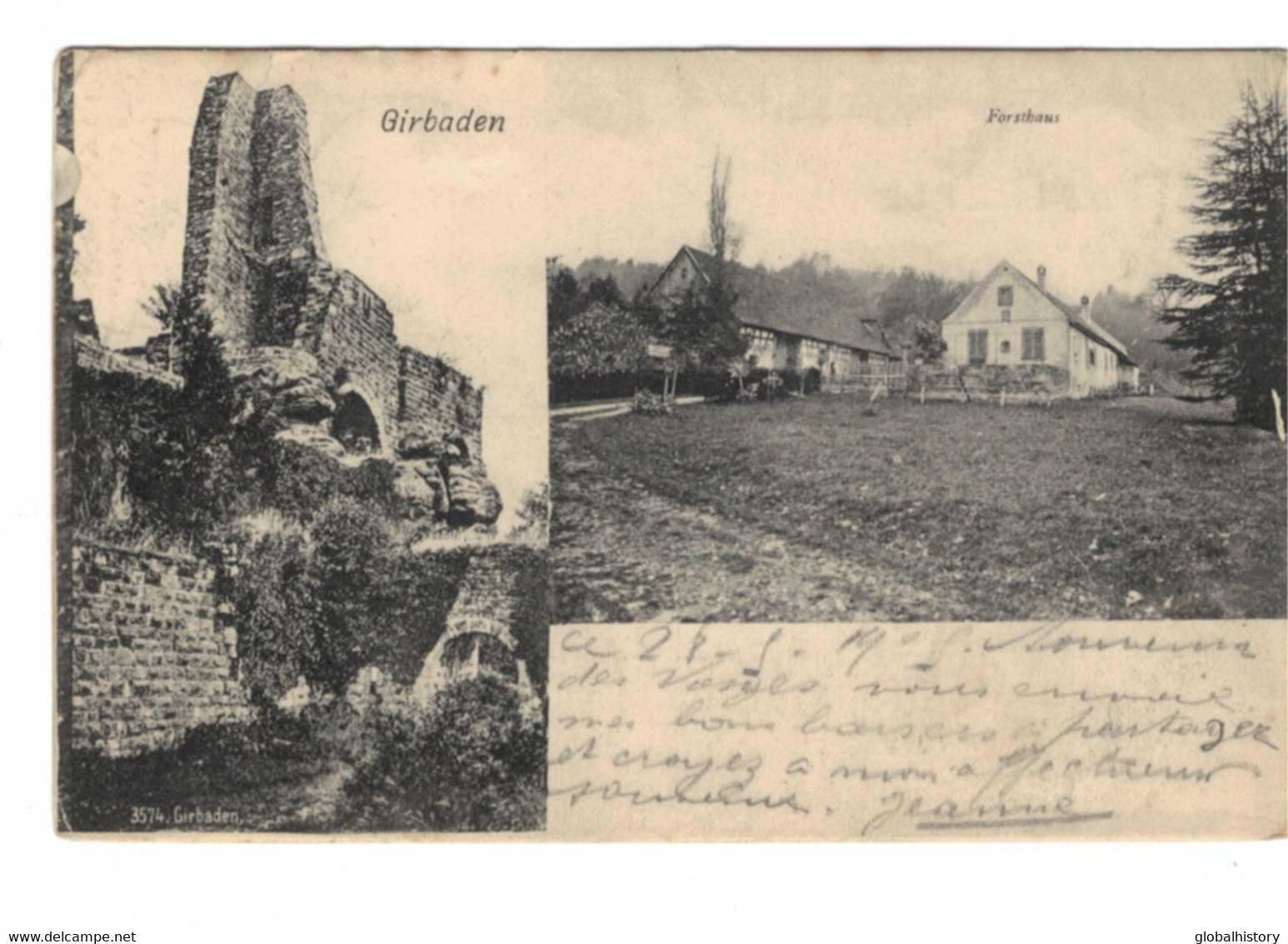 DG1704 - GIRBADEN - FORSTHAUS - 1903 - Sonstige & Ohne Zuordnung