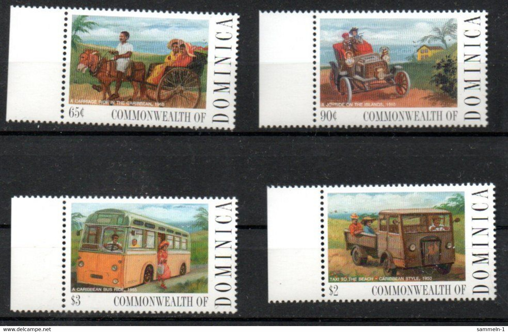 Dominica 2133-2136 Mnh ** Auto Car Voiture Bus Ford Eselskarren Taxi - Dominique (1978-...)