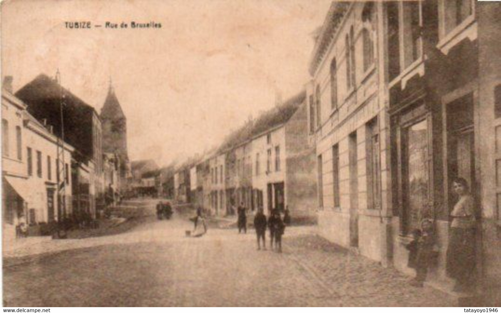 TUBIZE   Rue De Bruxelles Animée Rare Voyagé En 192???? - Tubeke