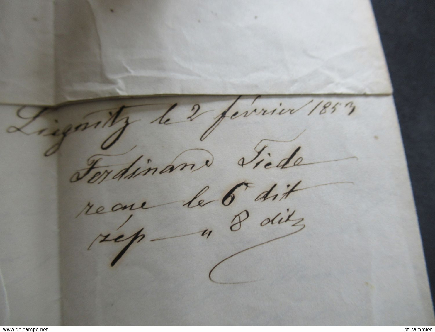 AD2.2.1853 Preussen Niederschlesien Ra2 Liegnitz Auslandsbrief nach Bordeaux rücks. 5 Stempel davon 3x Bahnpost Stp.