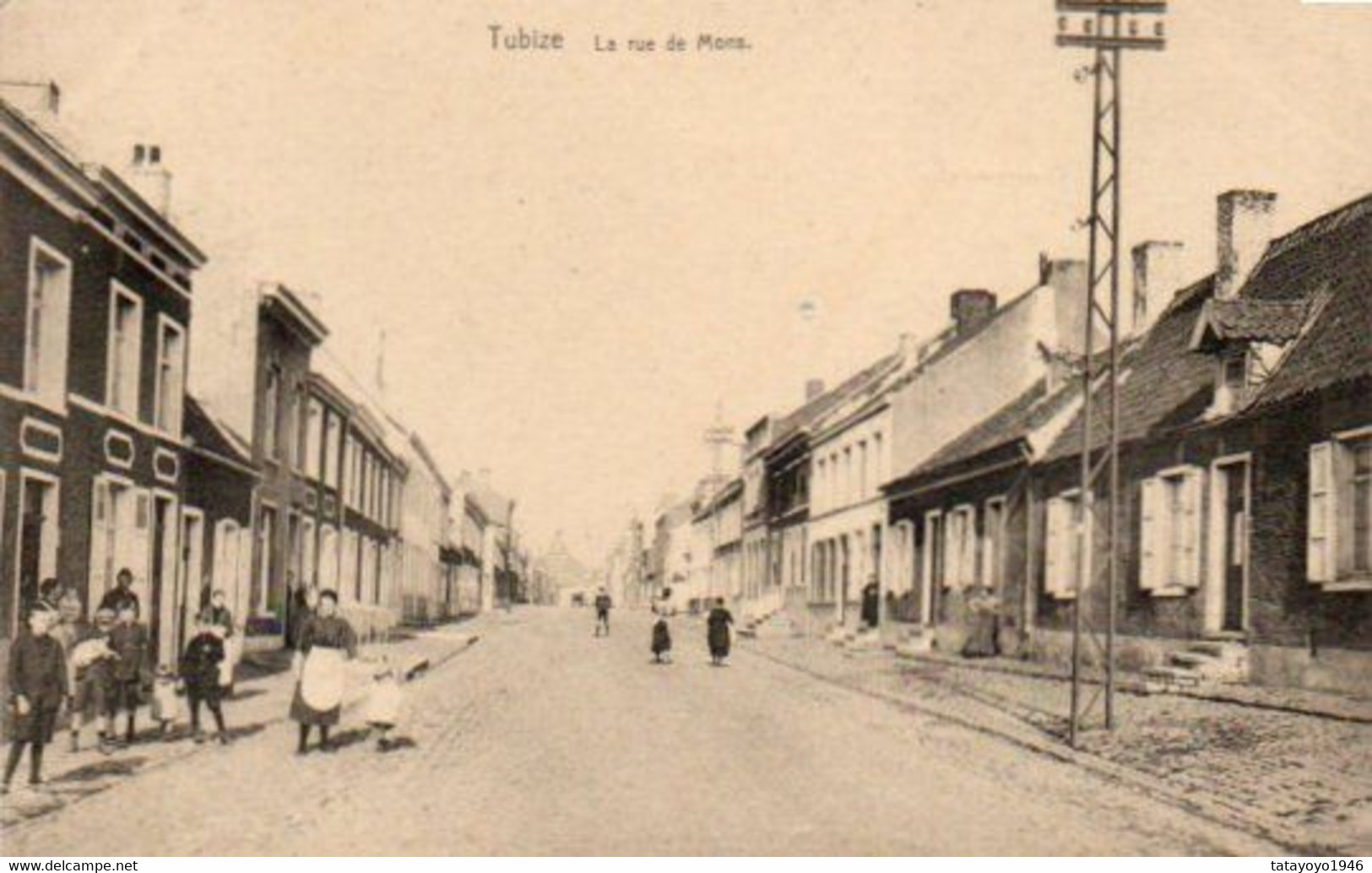 TUBIZE  La Rue De Mons Super Animée Voyagé En 1929 - Tubeke
