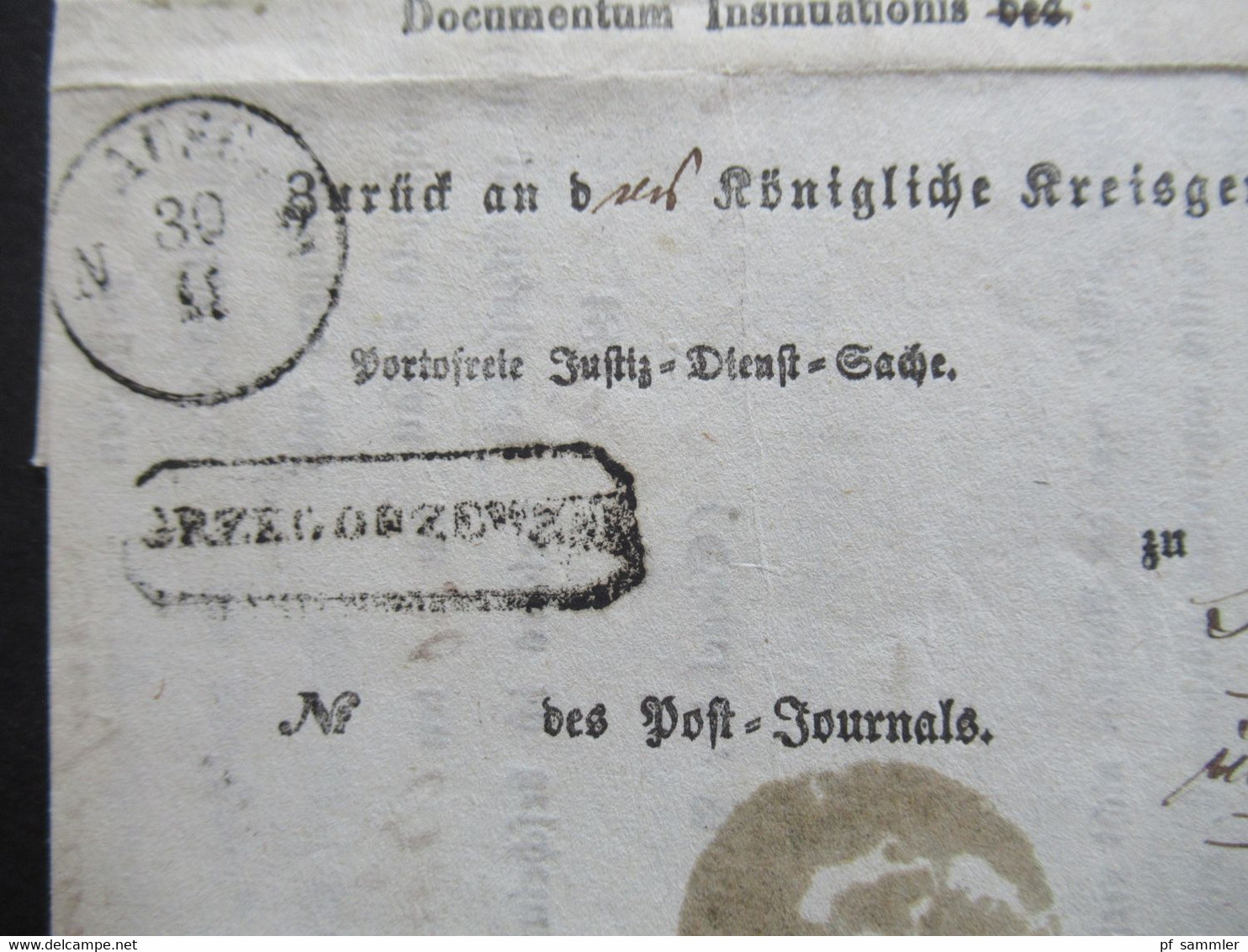 AD 30.11.1860 Preussen Pommern Ra2 Dirschau Justiz Dienst Sache / Documentum Insinuationis Einige Stempel!! - Covers & Documents
