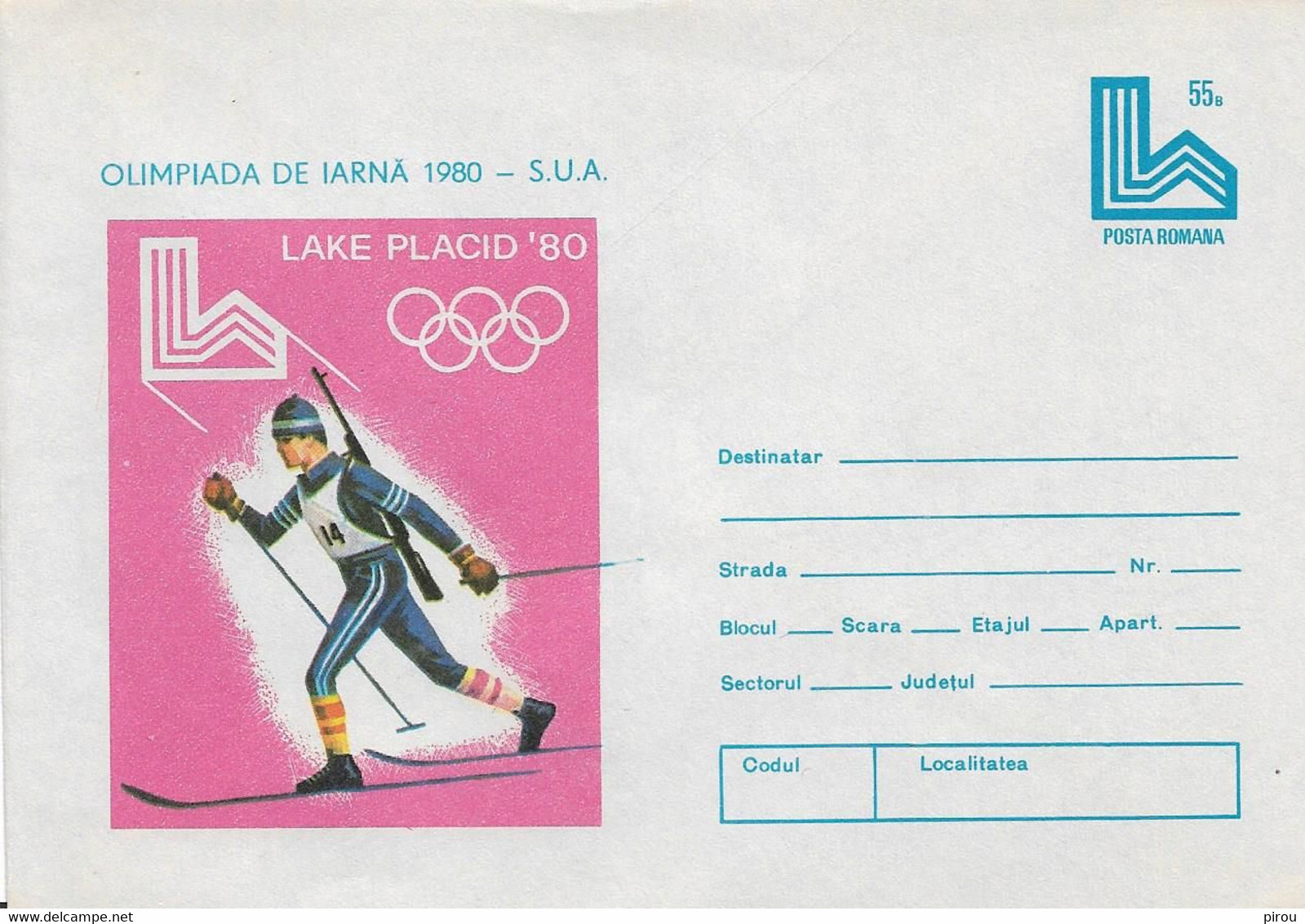 ENVELOPPE PRE TIMBREE ROUMANIE JEUX OLYMPIQUES DE LAKE PLACID 1980 - Winter 1980: Lake Placid