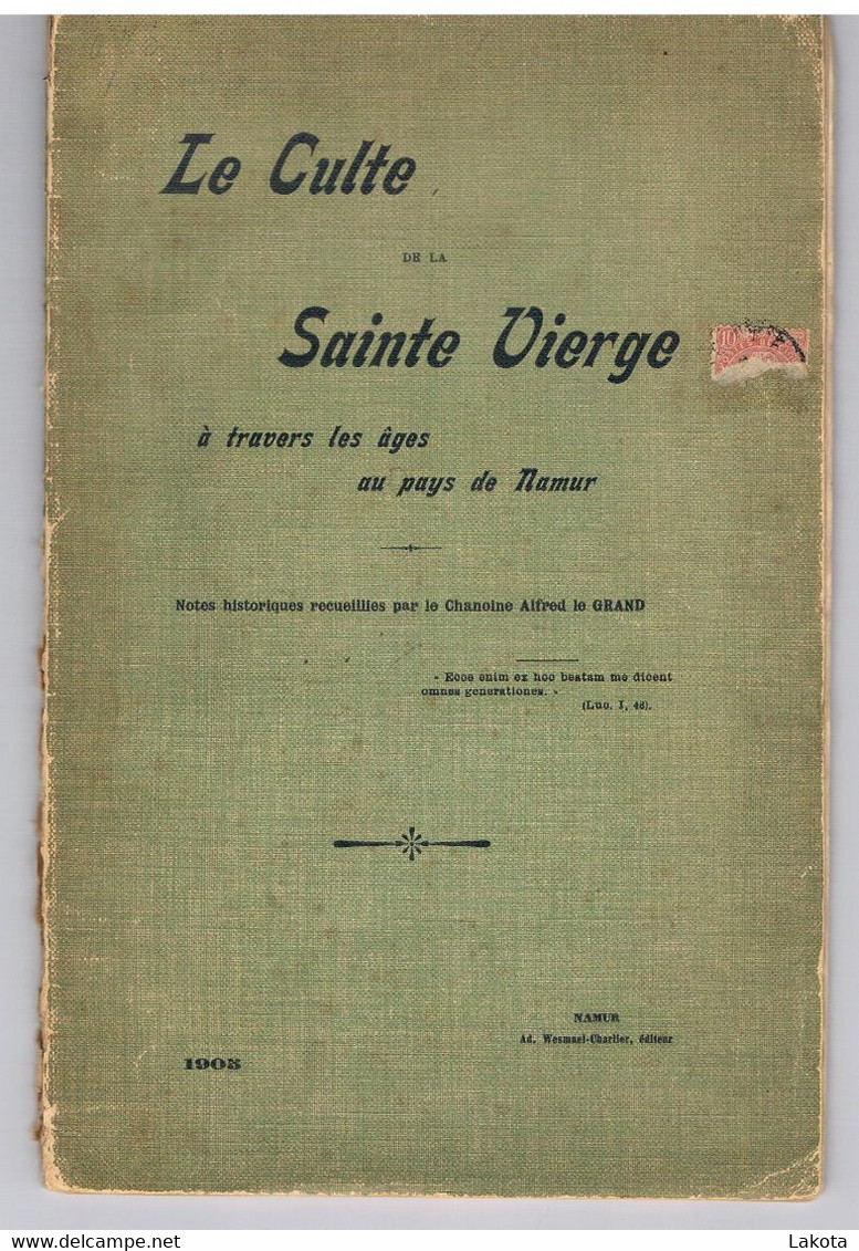 Livre - Le Culte De La Sainte Vierge à Travers Les âges Au Pays De NAMUR - 1903 - Other & Unclassified