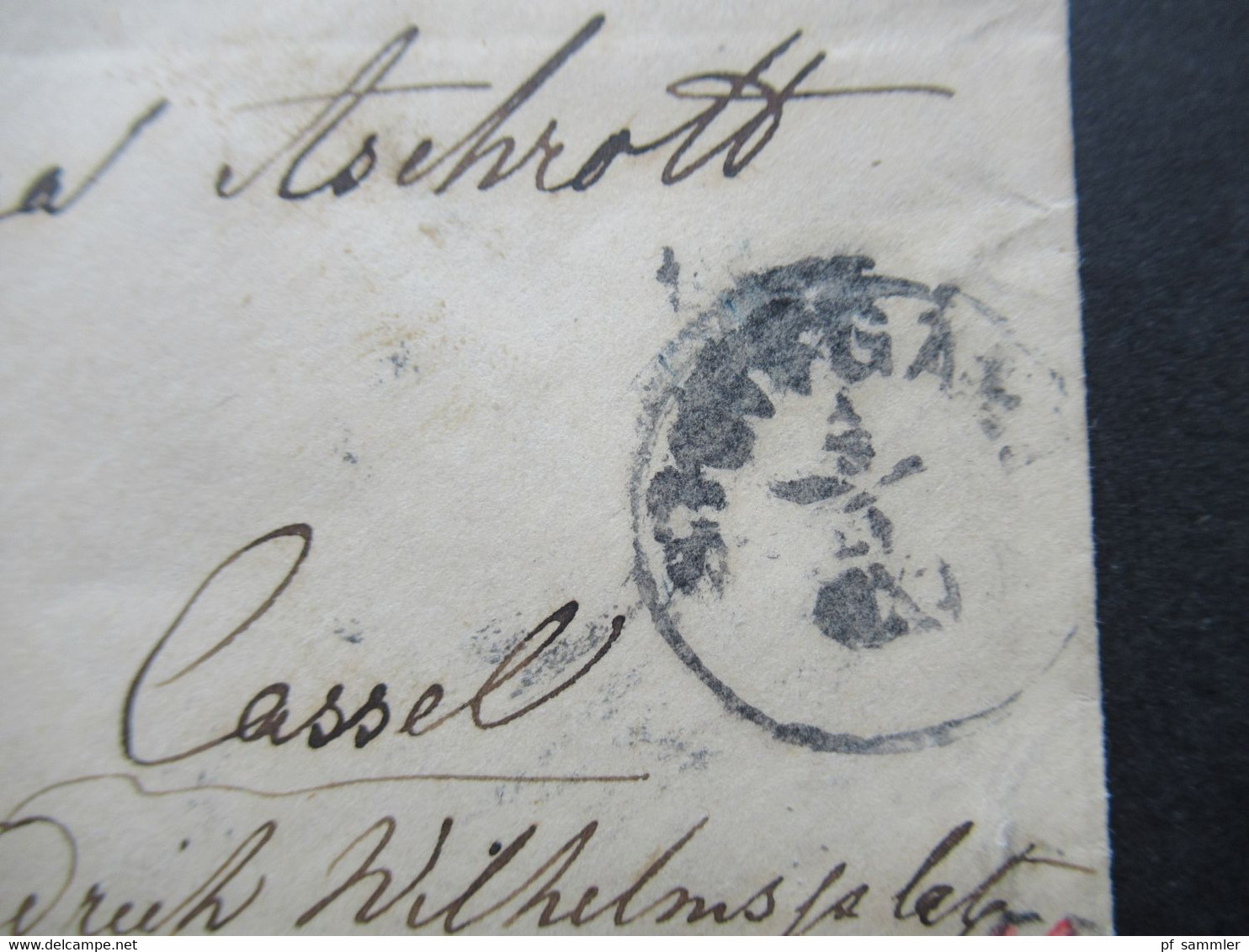 AD Württemberg 3 Kreuzer Nr. 31 ?? EF Kleiner Umschlag Stuttgart - Cassel Rückseitig Prägedruck RB - Lettres & Documents