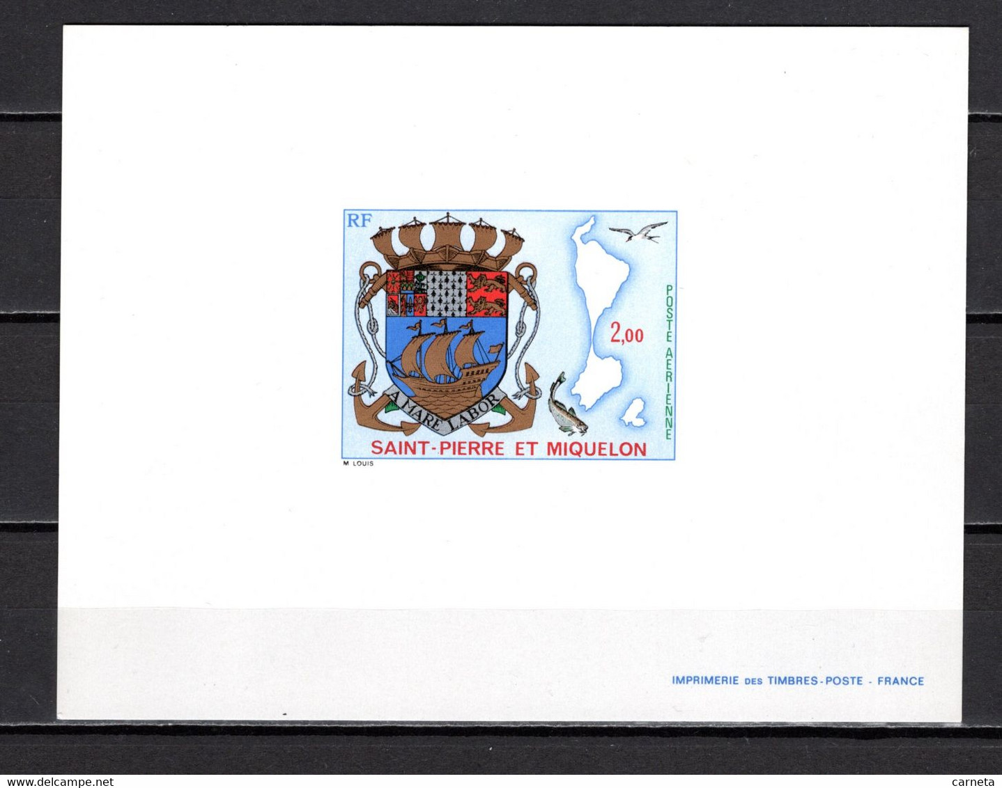 SAINT PIERRE ET MIQUELON PA N° 58 EPREUVE DE LUXE   NEUF SANS CHARNIERE COTE  55.00€    ARMOIRIE - Sin Dentar, Pruebas De Impresión Y Variedades