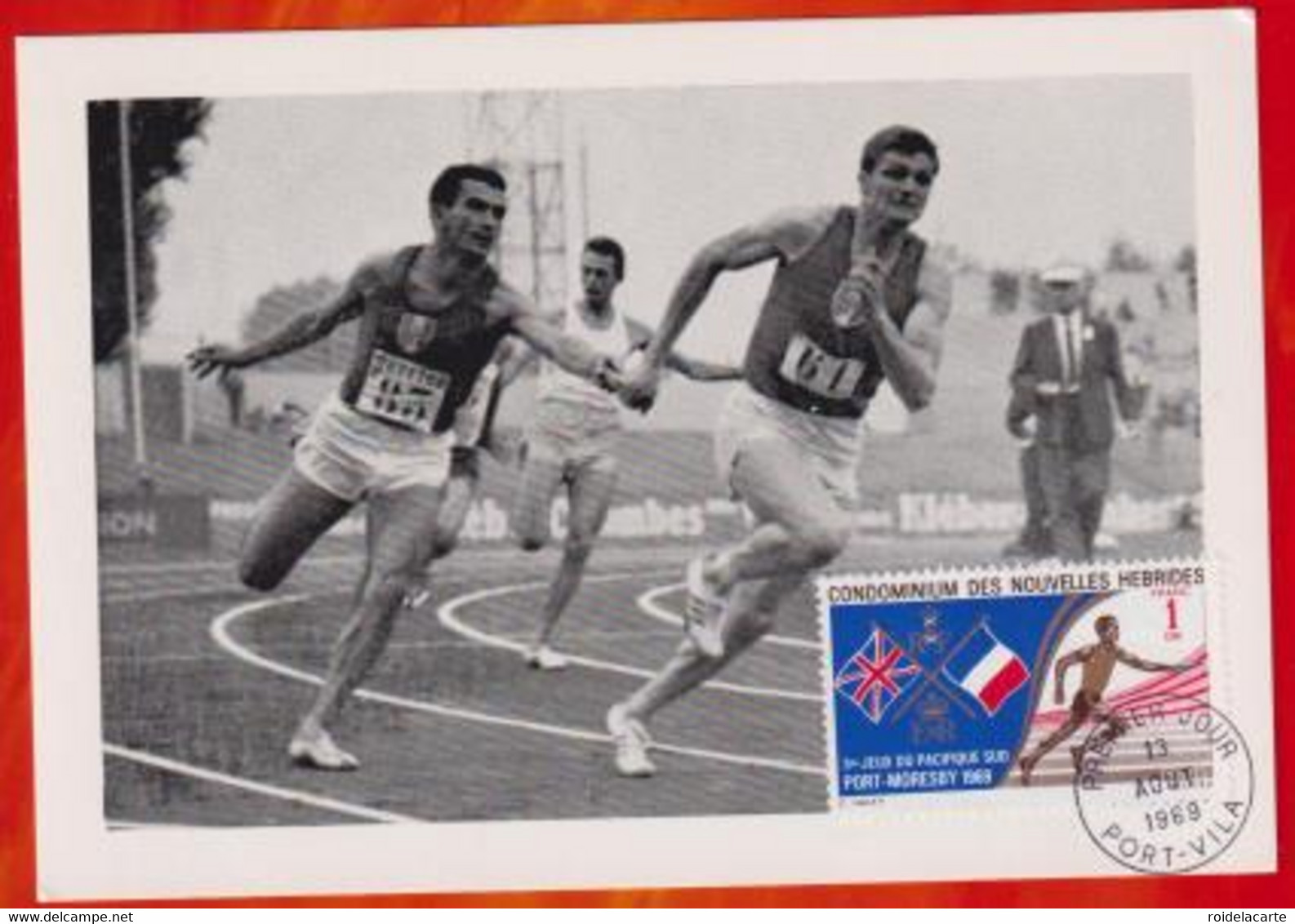 CM-Carte Maximum Card # 1969-New Hebrides,Neu Hebriden # Sport - 2°South Pacific Games ,course à Relais, Running Vila - Cartoline Maximum