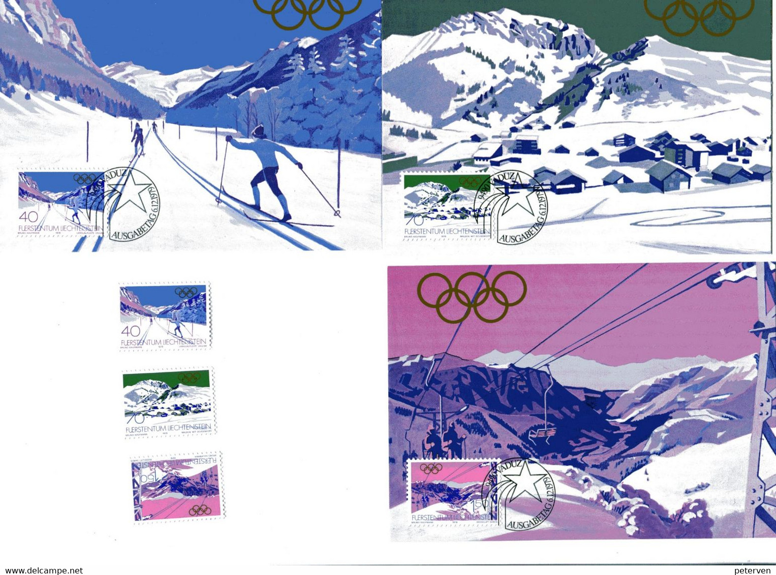 Olympische Spiele Lake Placid:  Liechtenstein 3 Maxikarten + Satz; Postfrisch/MNH - Inverno1980: Lake Placid