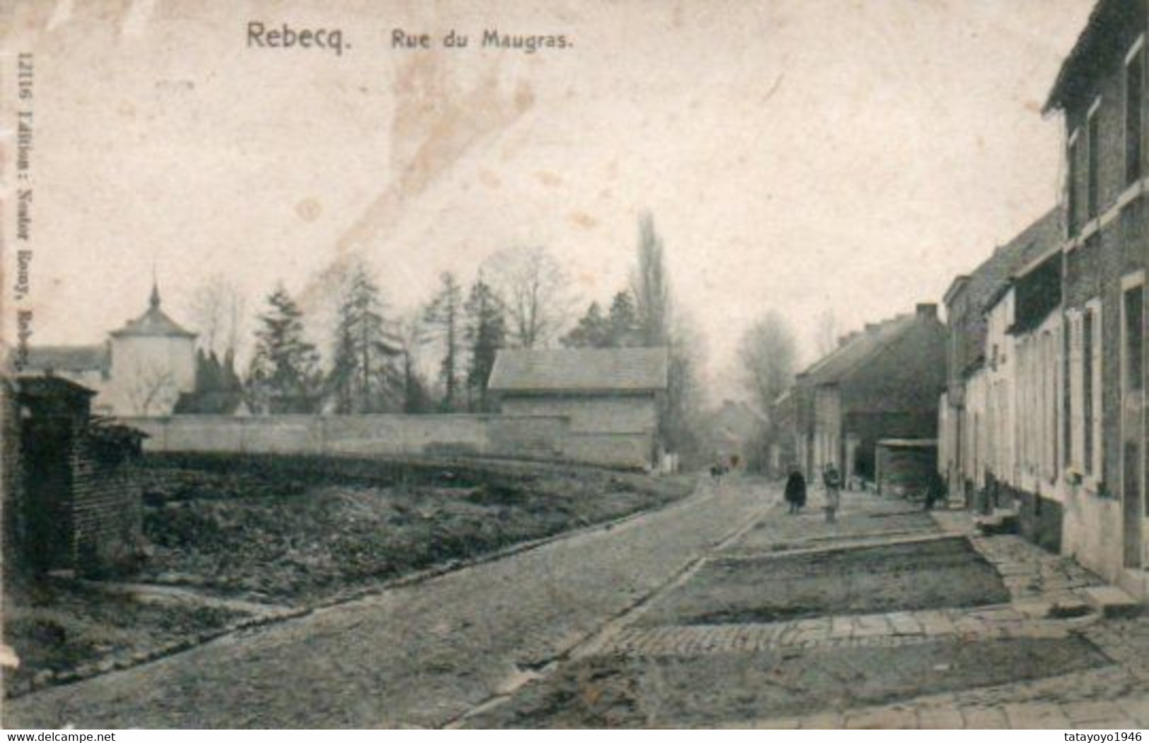 REBECQ Rue Des Maugras Animée Carte Pas Très Fraiche Mais Rare Voyagé En 1908 - Rebecq