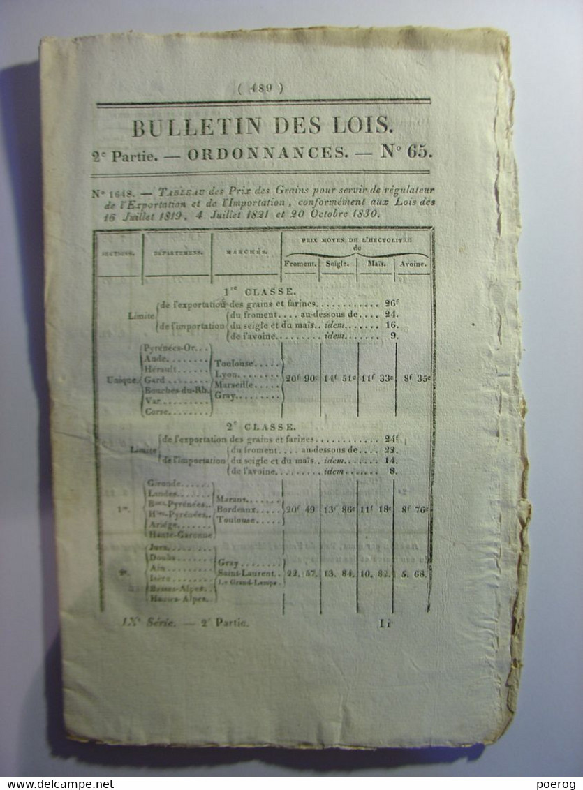 BULLETIN DES LOIS De 1831 - DESERTEURS ILLE ET VILAINE - PEAGE PONTS CHASSEZAC CHABISCOL ARDECHE PONT D'AIN - CAUDEBEC - Wetten & Decreten