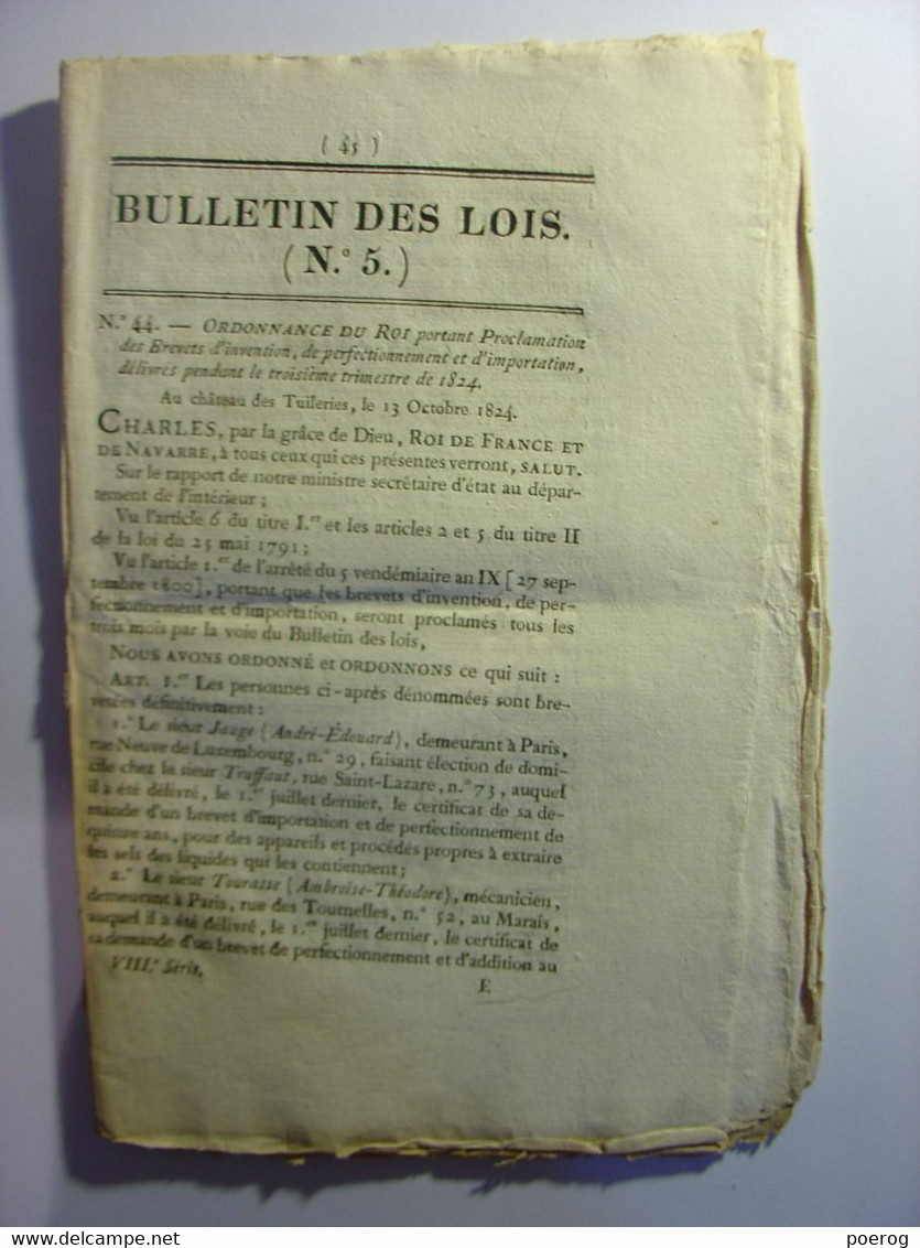 BULLETIN DES LOIS De 1824 - BOULANGERIE VIENNE ISERE - GERS ARMAGNAC MONTARRABE BOUCAGNERES CASTEL JALOUX ARDENNE - Decrees & Laws