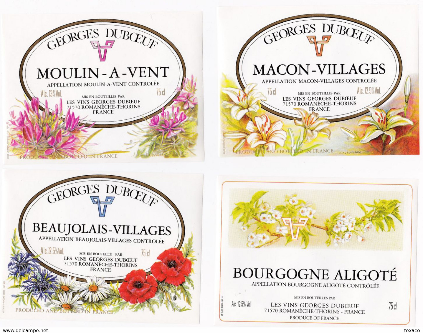 Lot De 24 Superbes étiquettes De Vins Thème FLEURS (Wine Labels With Flowers) Vins Du Beaujolais - Blumen