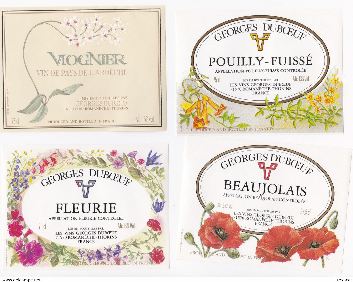 Lot De 24 Superbes étiquettes De Vins Thème FLEURS (Wine Labels With Flowers) Vins Du Beaujolais - Flowers