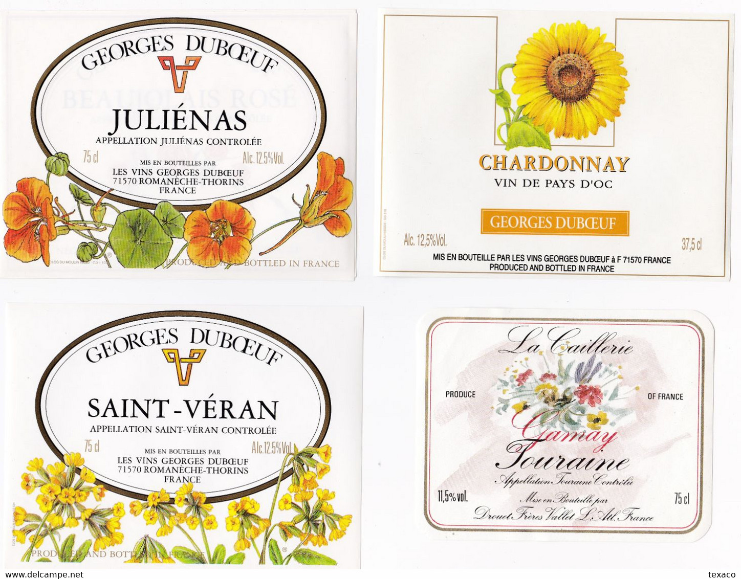 Lot De 24 Superbes étiquettes De Vins Thème FLEURS (Wine Labels With Flowers) Vins Du Beaujolais - Fleurs