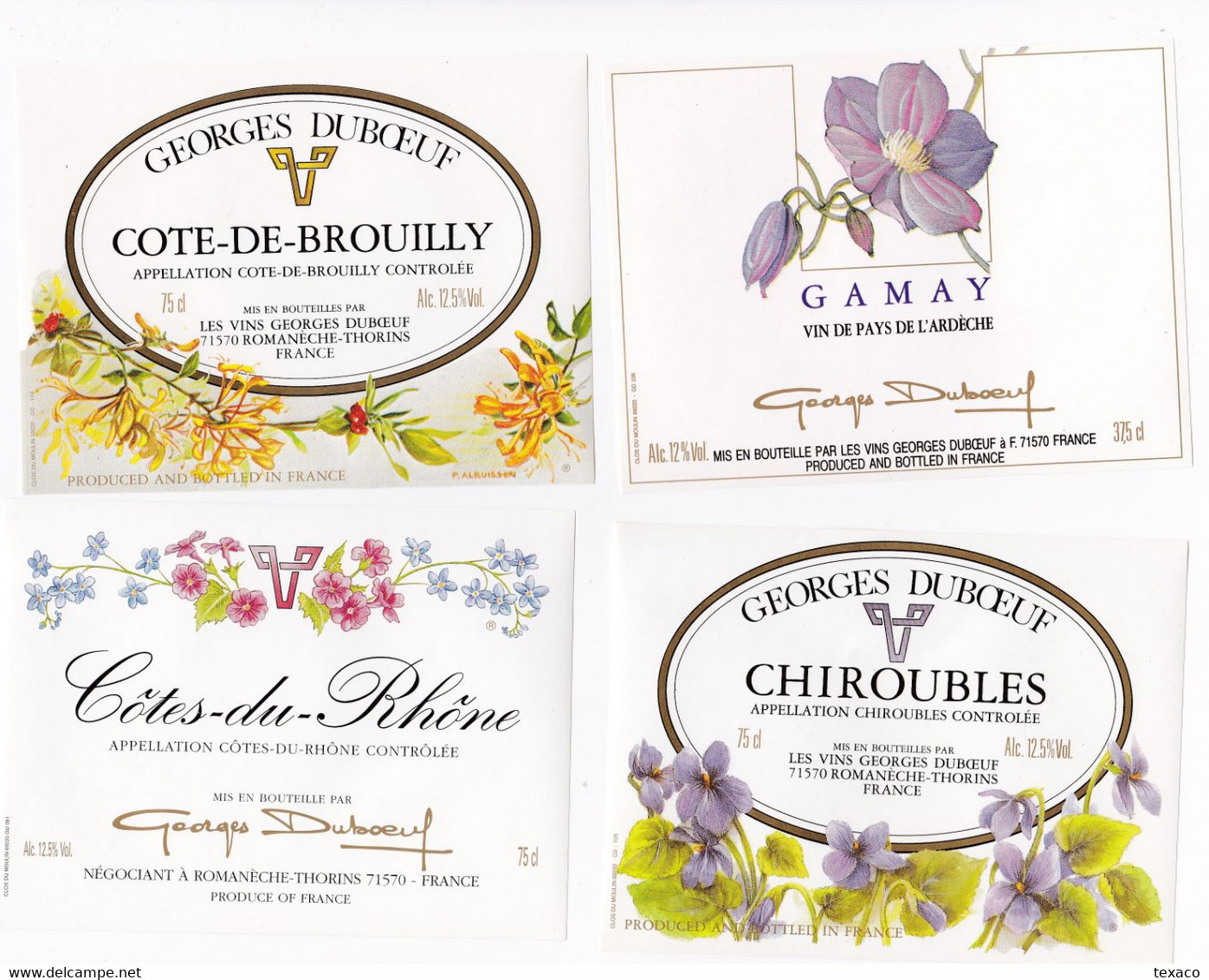 Lot De 24 Superbes étiquettes De Vins Thème FLEURS (Wine Labels With Flowers) Vins Du Beaujolais - Fleurs