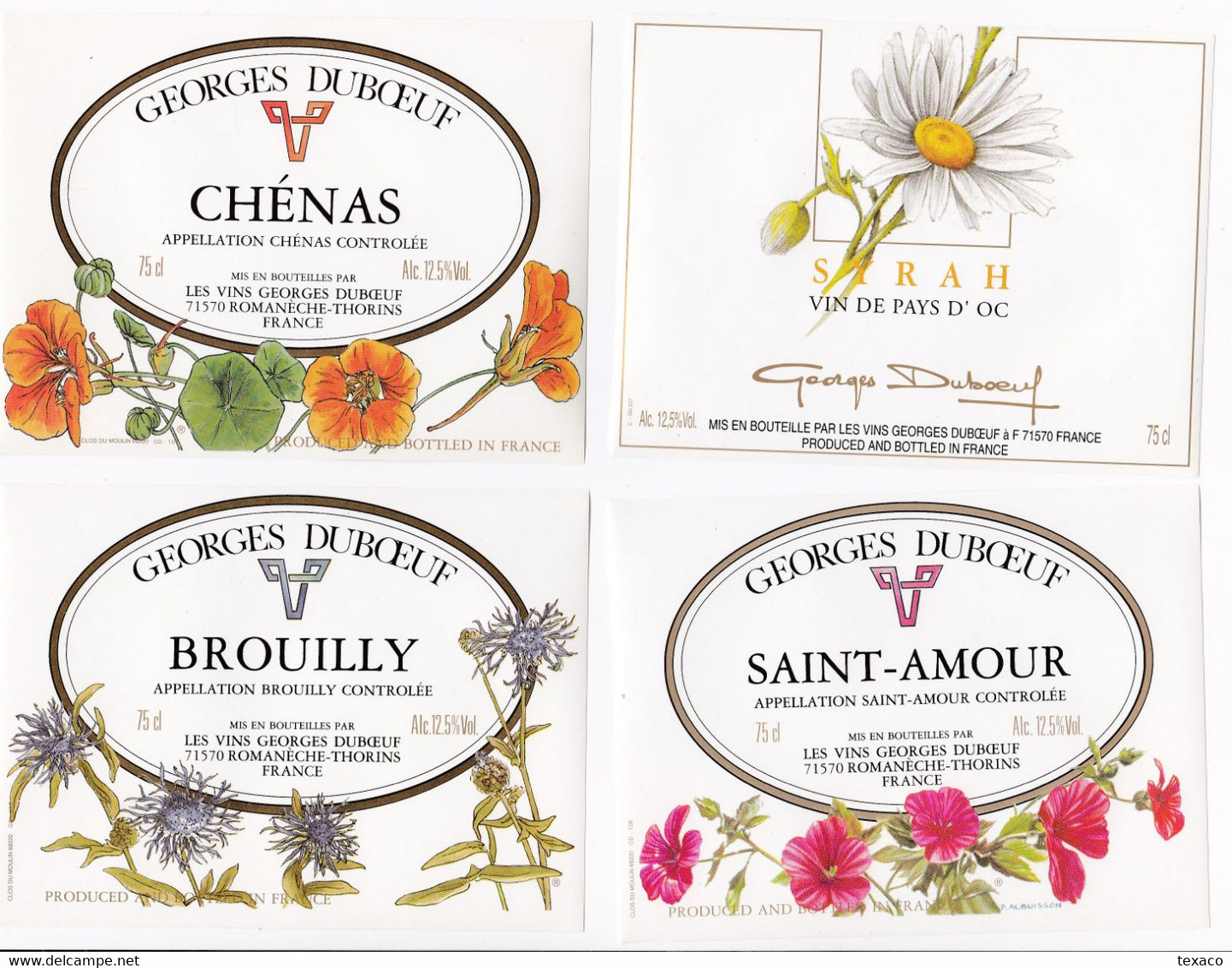 Lot De 24 Superbes étiquettes De Vins Thème FLEURS (Wine Labels With Flowers) Vins Du Beaujolais - Flowers