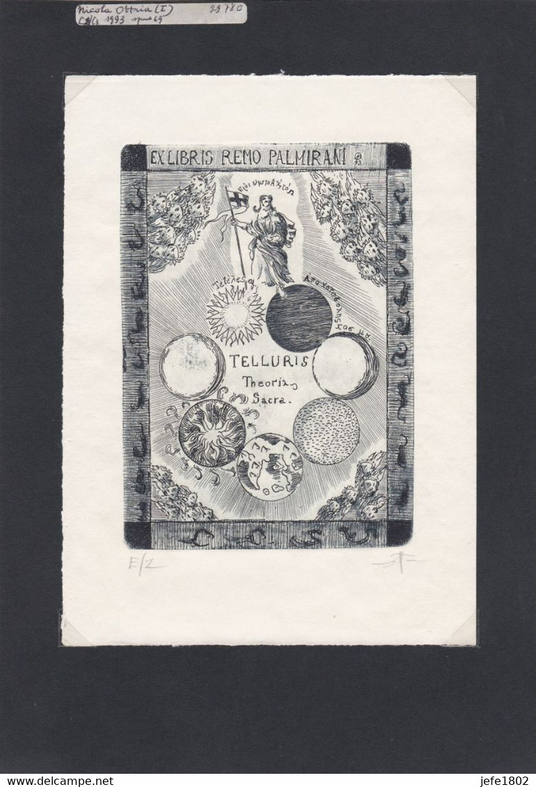 EX-Libris - TELLURIS Theorias Sacra By Nicola Ottria (I) 1993 - Sun & Moon Cycle - Greek Nominations ... - Bookplates