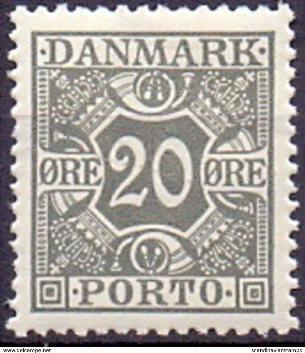 DENEMARKEN 1921-1930 20öre Portzegel Gladde Achtergrond PF-MNH - Postage Due