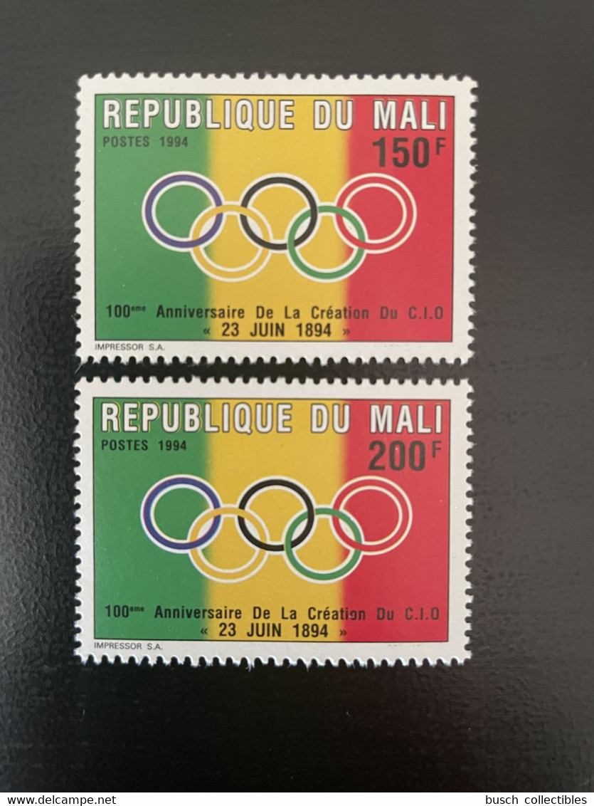 Mali 1994 Mi. 1321 - 1322A 100ème Anniversaire CIO IOC Olympic Olympique Comité 2 Val. MNH** - Malí (1959-...)