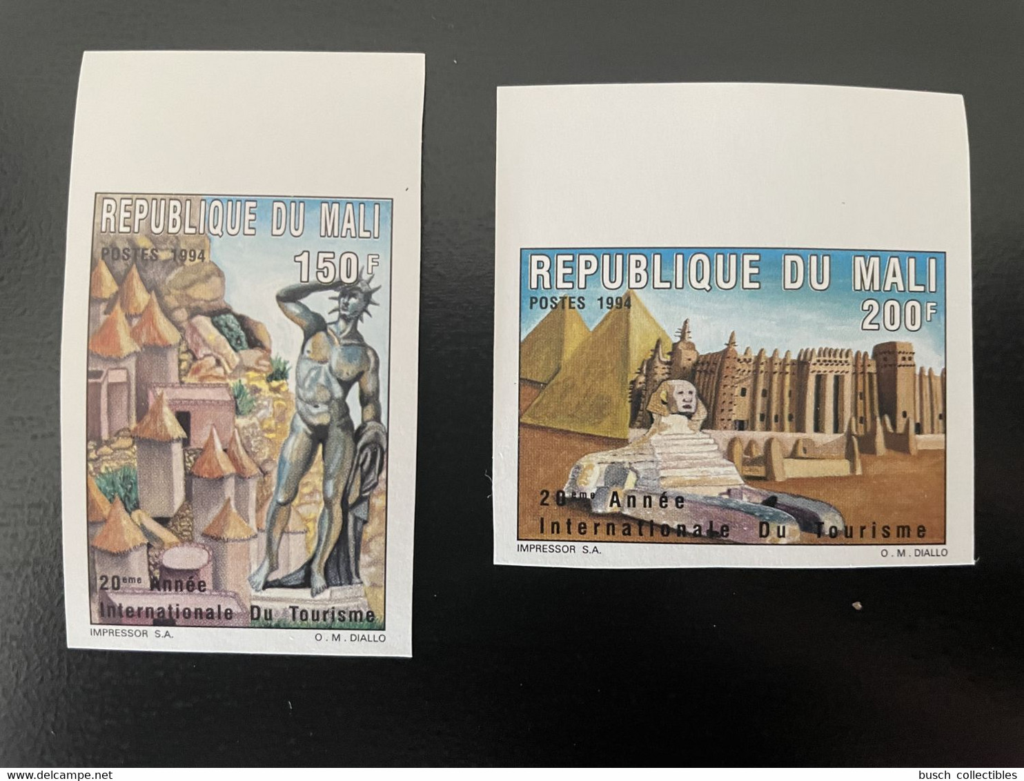 Mali 1994 Mi. 1325 - 1326A Non Dentelé IMPERF Année Internationale Du Tourisme Tourism Pyramids Egyp Sphinx 2 Val. MNH** - Monuments