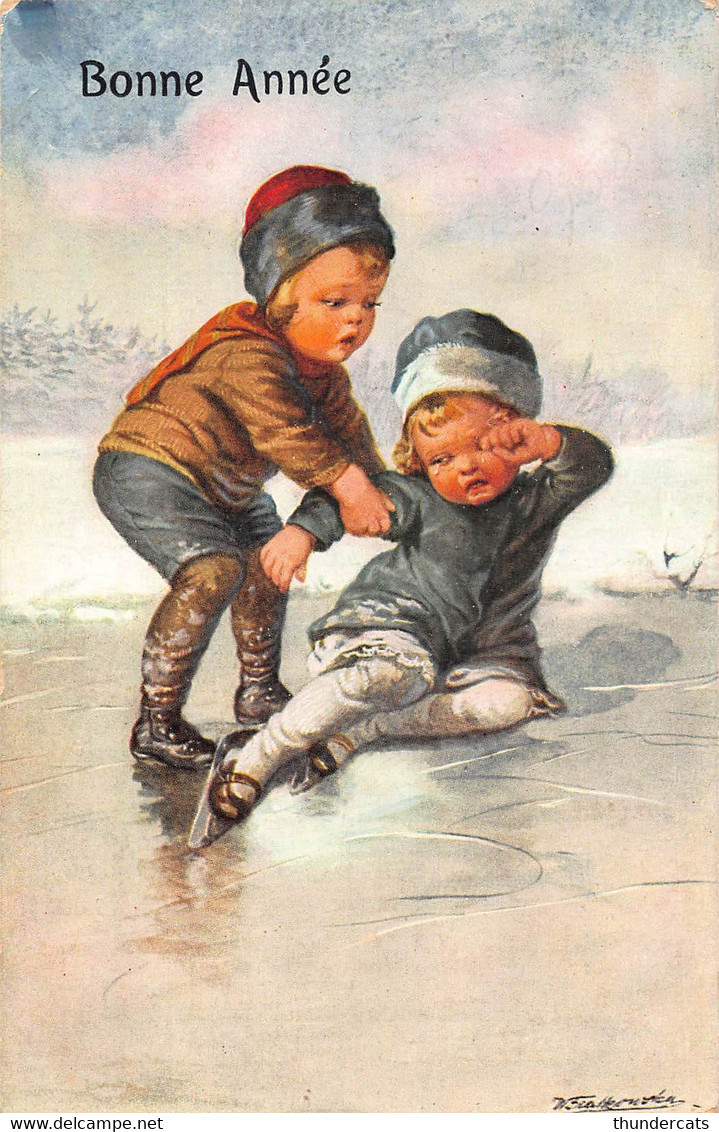 CPA ILLUSTRATEUR FIALKOWSKA ENFANT PATINAGE ARTIST SIGNED ICE SKATING CHILDREN - Fialkowska, Wally