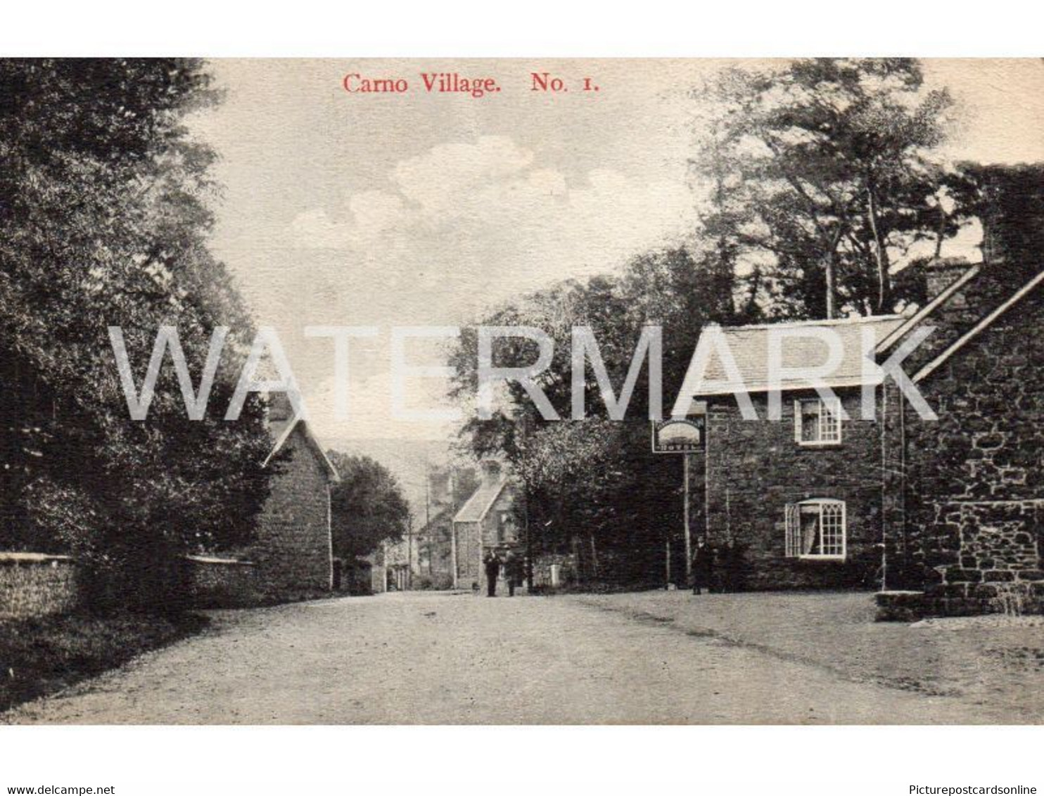 CARNO VILLAGE OLD B/W POSTCARD WALES - Montgomeryshire