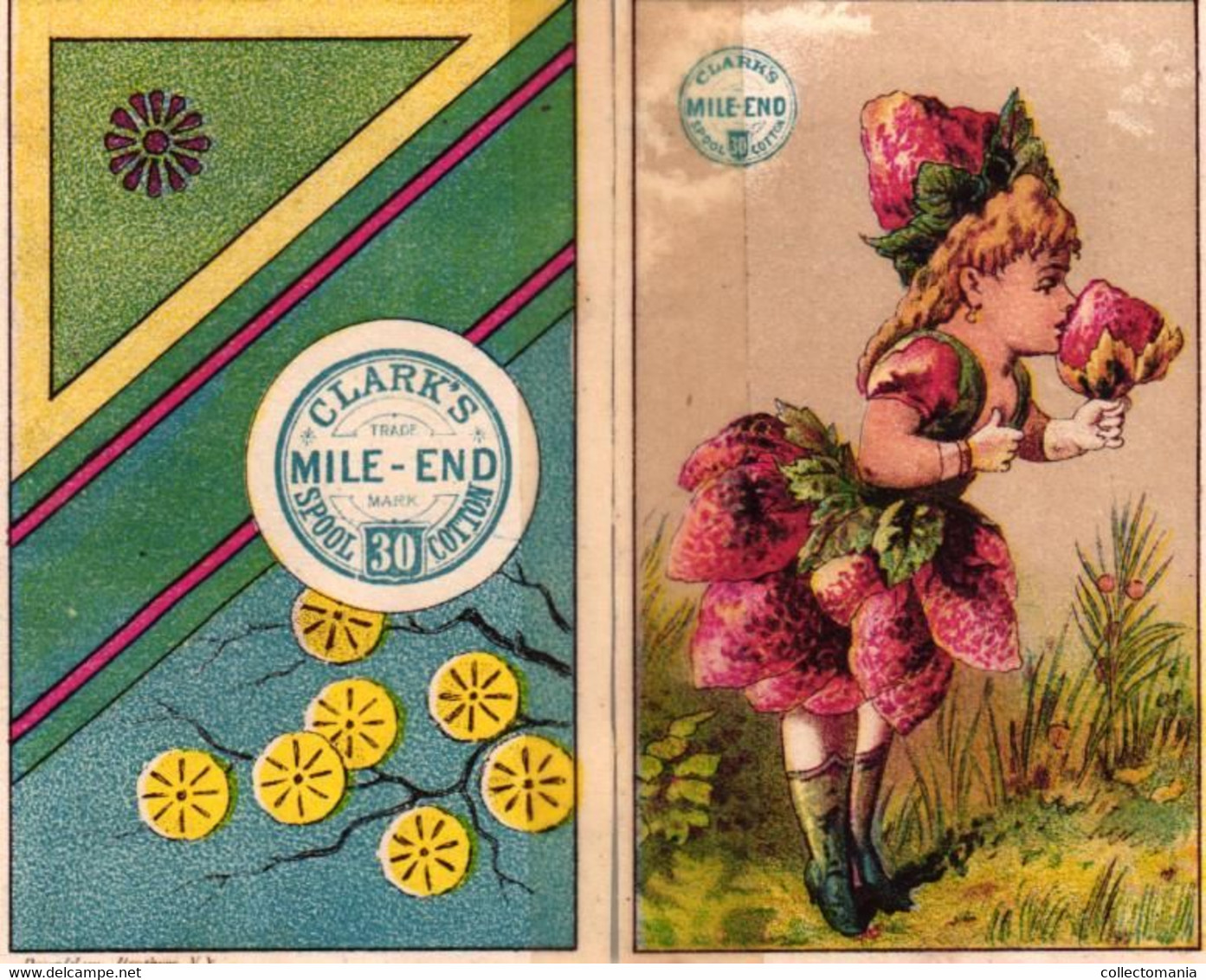 1 Calendrier 1882  Clark's Mile-End Spool Cotton  Girl Dressed Like Strawberry - Small : ...-1900