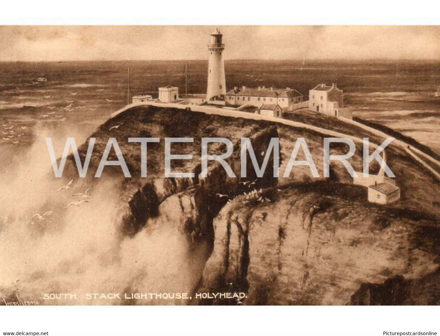 HOLYHEAD SOUTH STACK LIGHTHOUSE OLD B/W POSTCARD ANGLESEY WALES - Anglesey