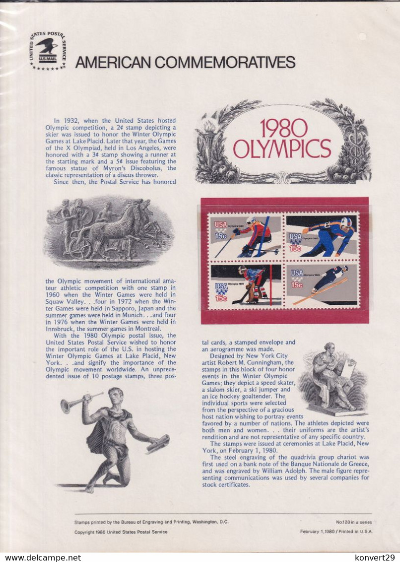 United States 1980 Olympic Games Winter 1980 Lake Placid MNH** - Invierno 1980: Lake Placid